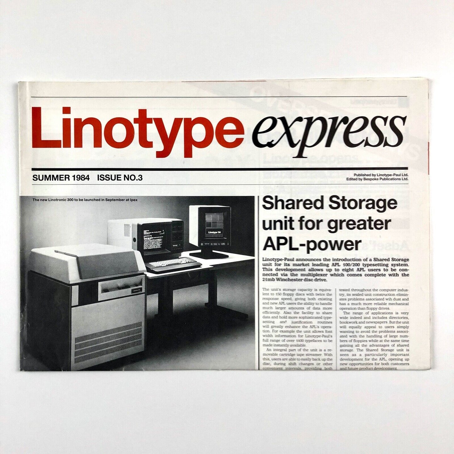 Linotype Express Summer 1984 Issue No 3 | Published by Linotype-Paul Ltd