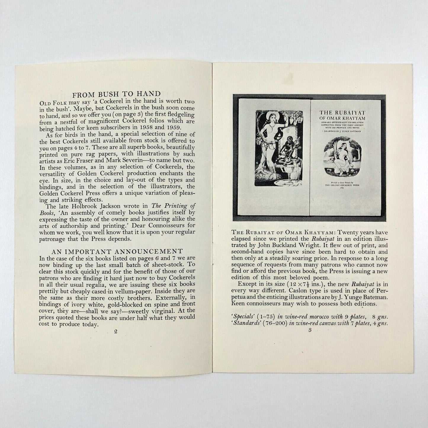The Golden Cockerel | British Private Press Books | A Special Selection for Connoisseurs, 1958