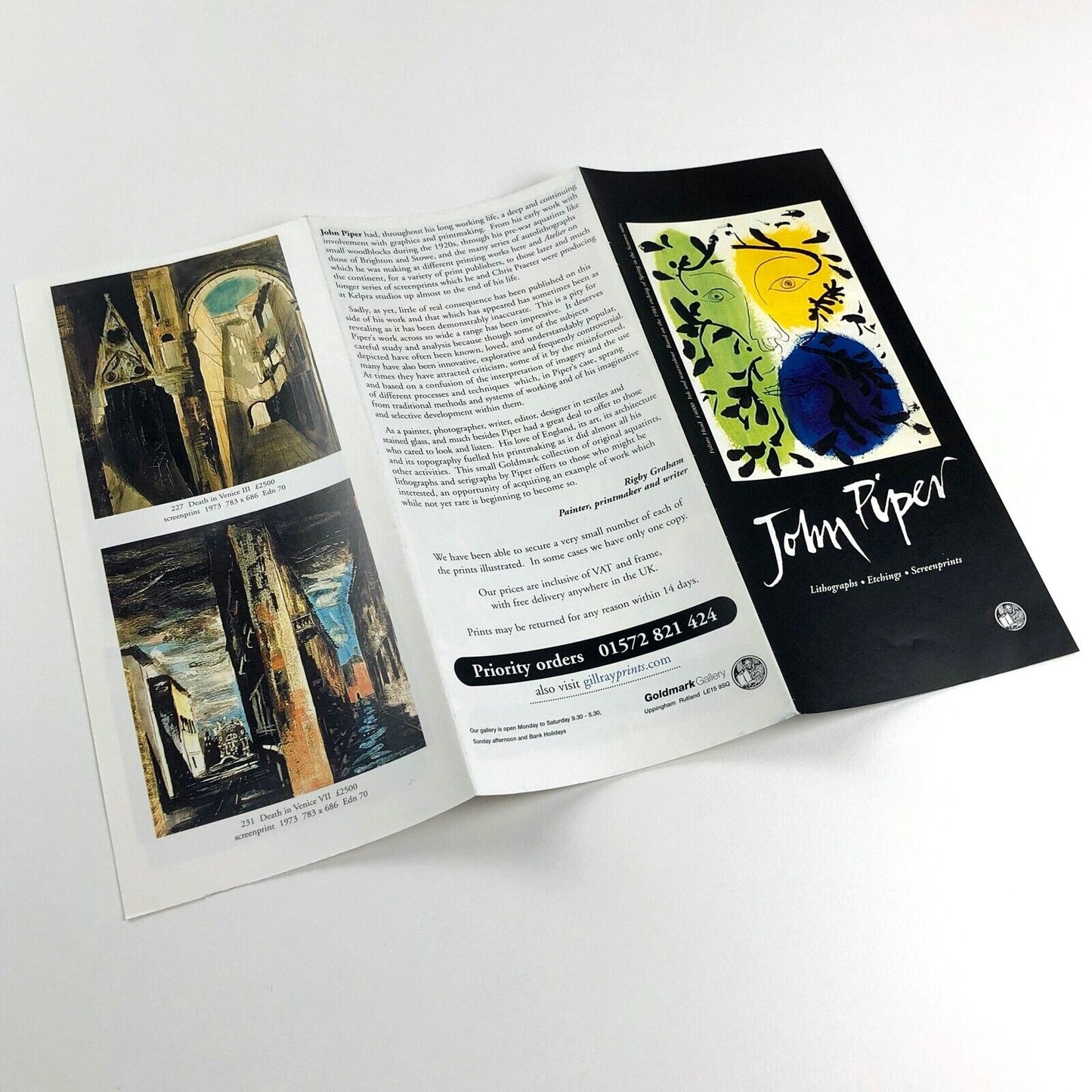 Leaflet John Piper: Lithographs, Etchings, Screenprints | Goldmark Gallery, undated