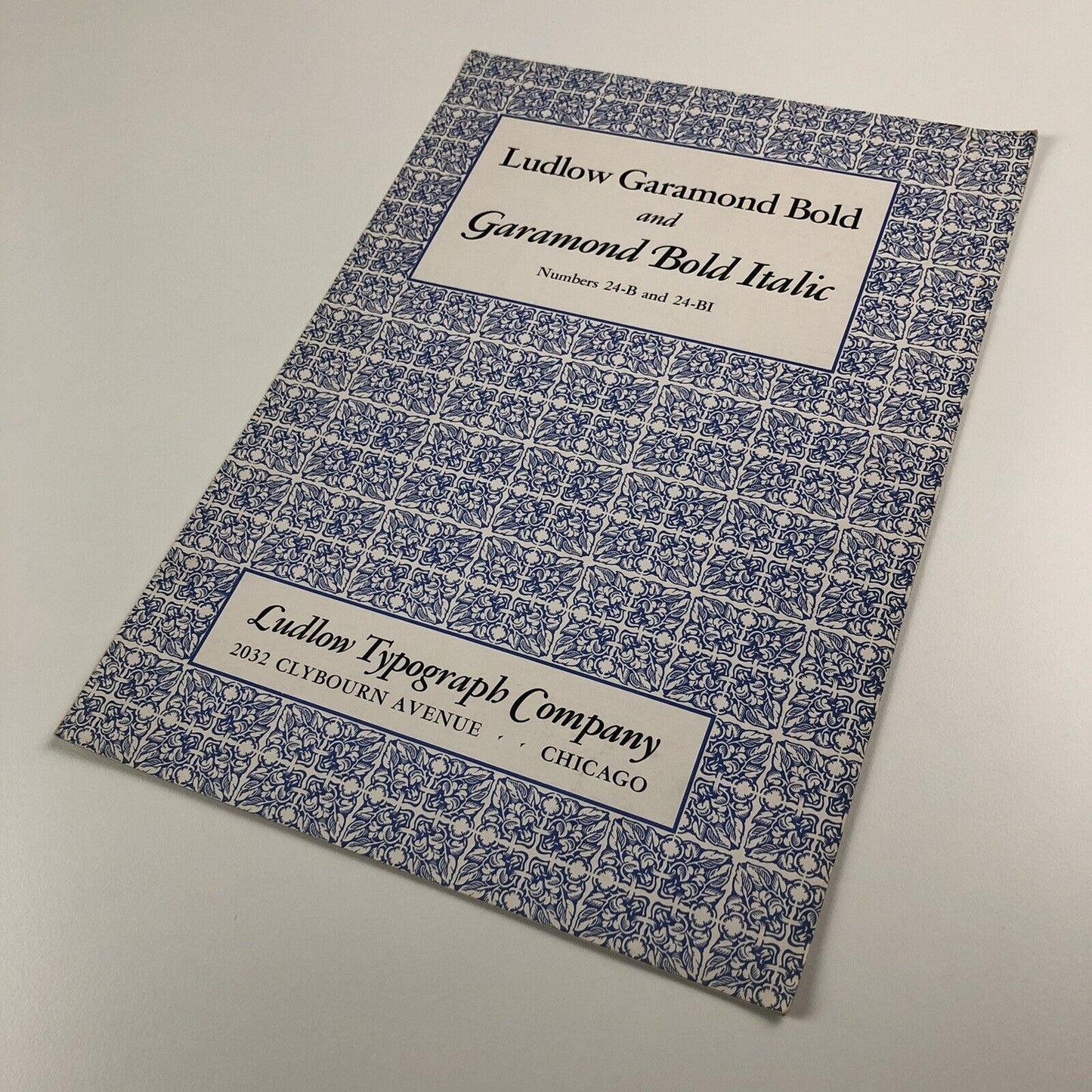 Type specimen – Ludlow Garamond Bold and Italic | Ludlow Typography Company | Undated