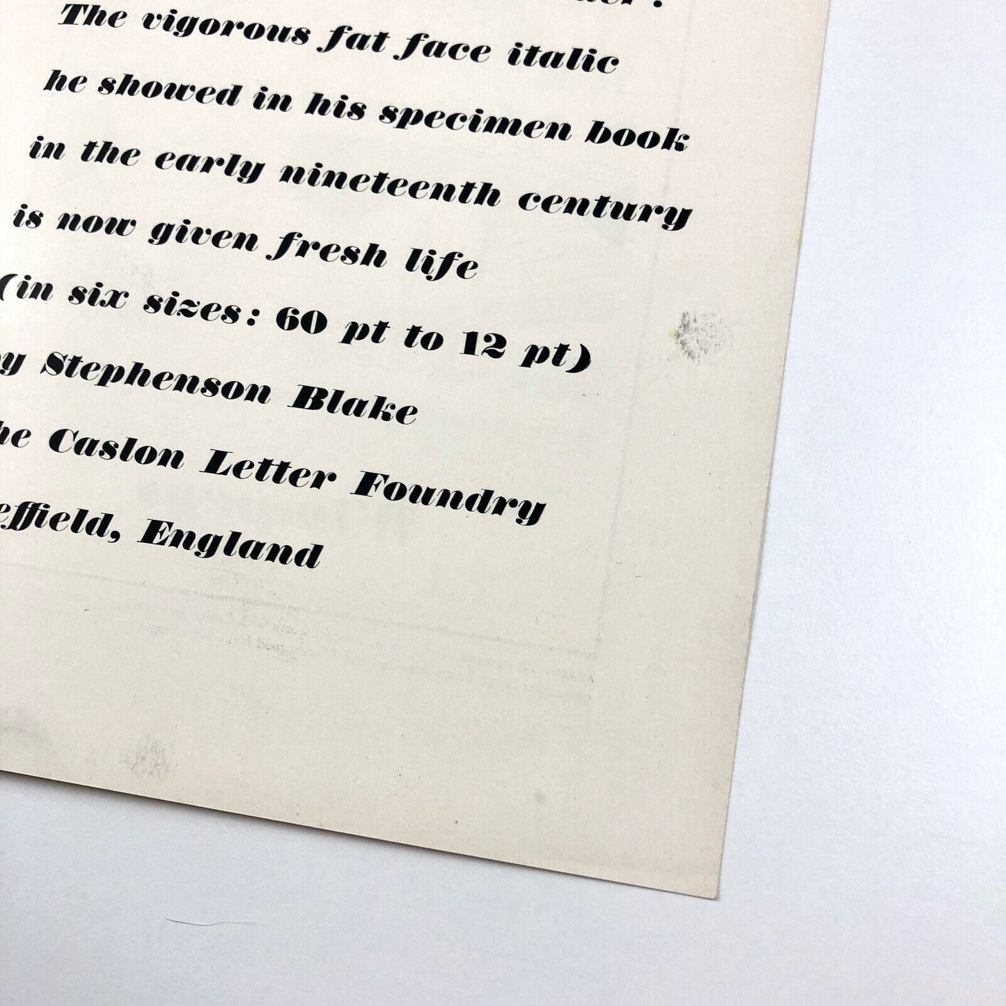 William Thorowgood type specimen leaflets x 2 | Stephenson Blake / Caslon 1950s?