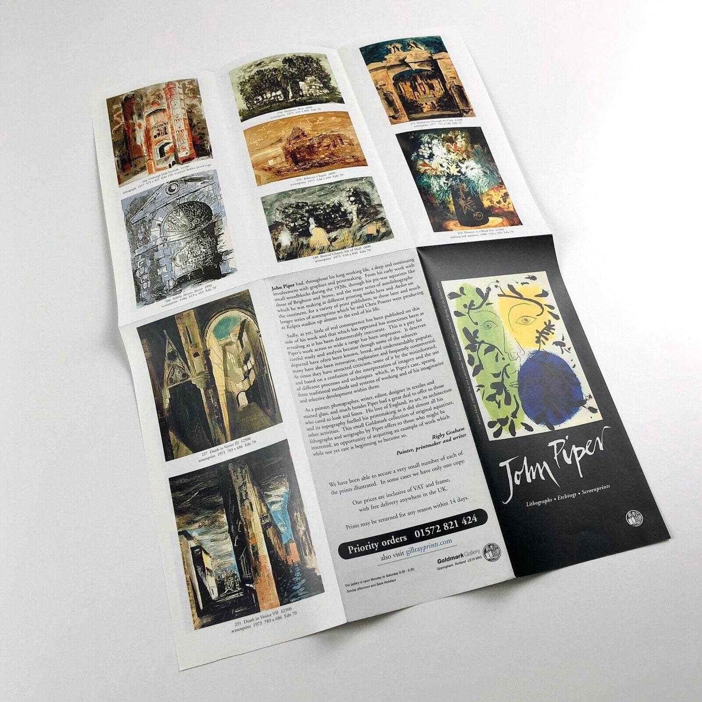 Leaflet John Piper: Lithographs, Etchings, Screenprints | Goldmark Gallery, undated