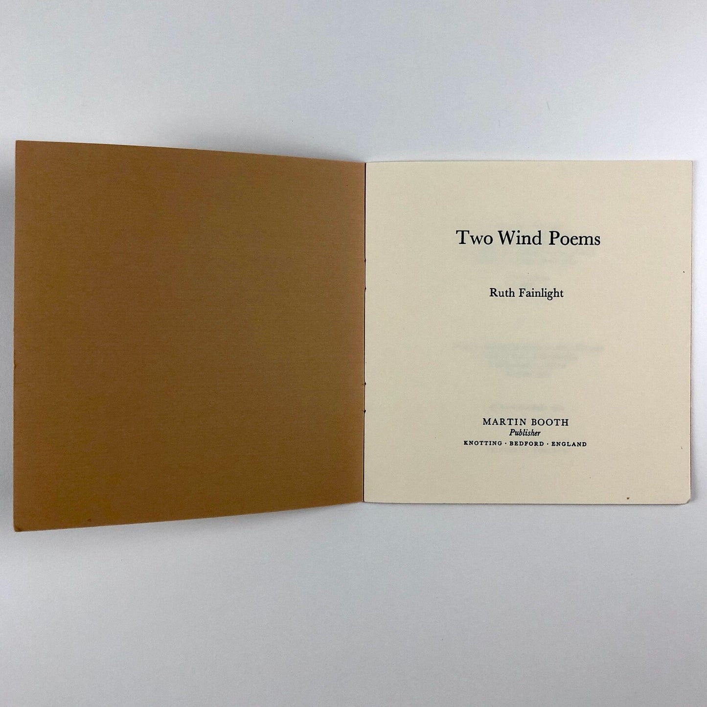Two Wind Poems by Ruth Fainlight | Martin Booth publisher, 1980