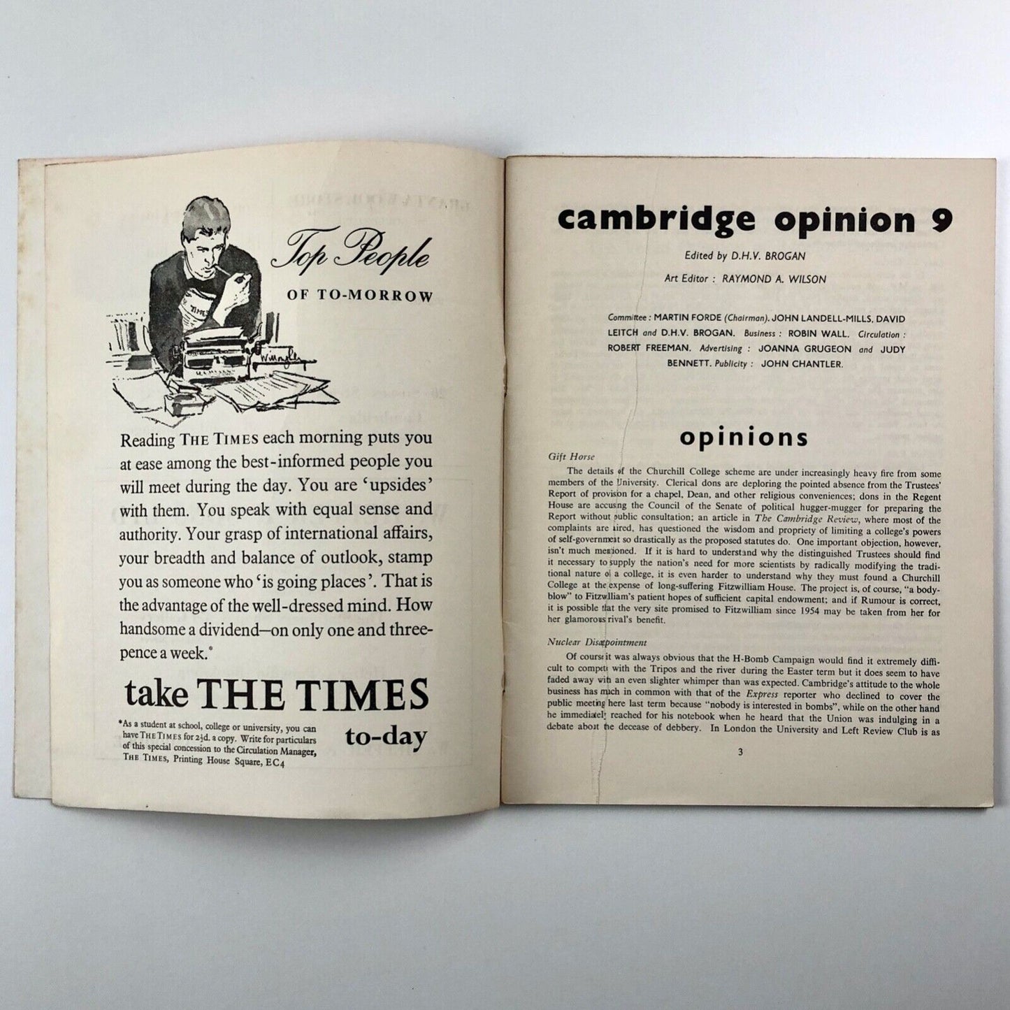Cambridge Opinion magazine | No. 9, June 1958 | Edited by D.H.V. Brogan