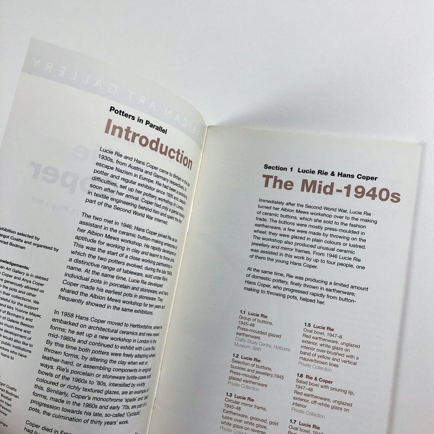 Lucie Rie & Hans Coper – Potters in Parallel | Barbican gallery guide, 1997