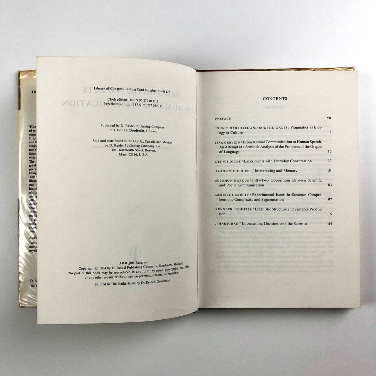 Pragmatic Aspects of Human Communication | Edited by Colin Cherry | D. Reidel Publishing, 1974