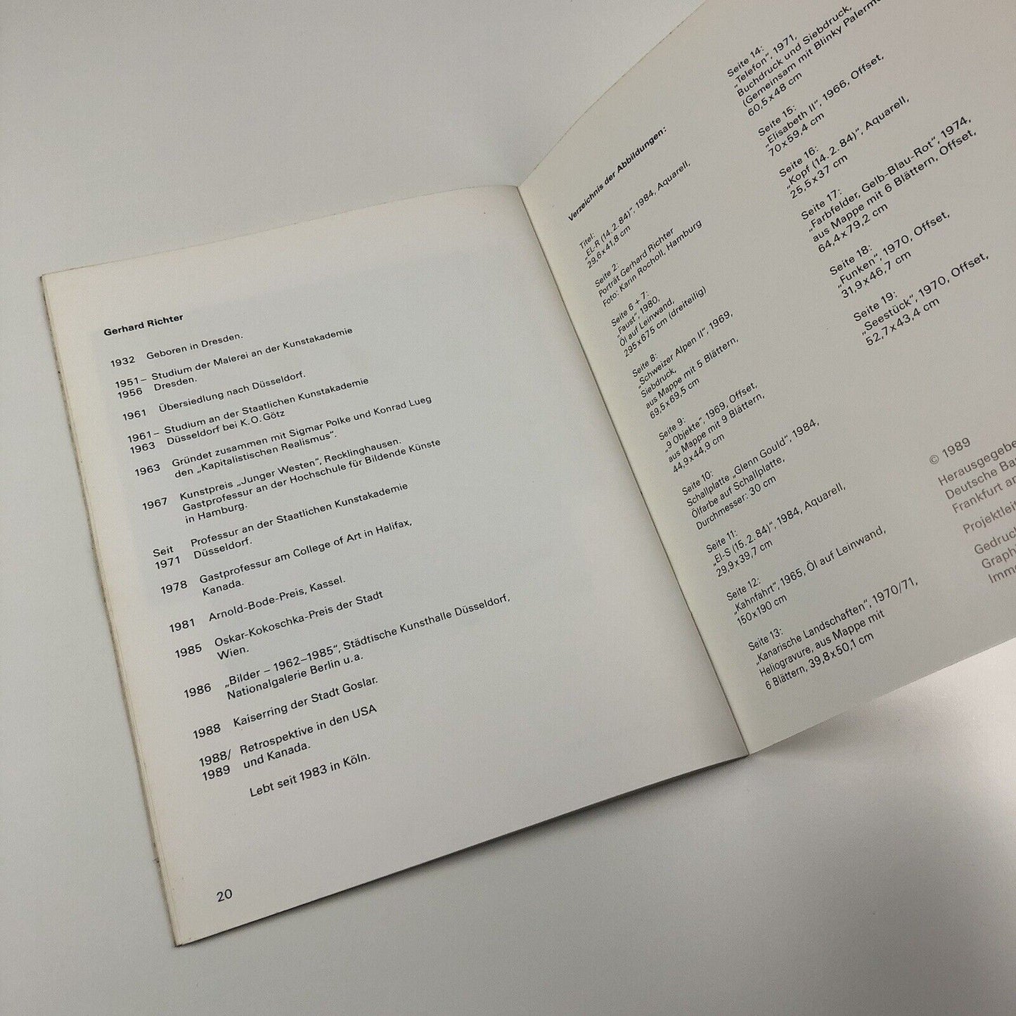 Gerhard Richter | Deutsche Bank collection catalogue booklet | Ulrich Wilmes, 1988