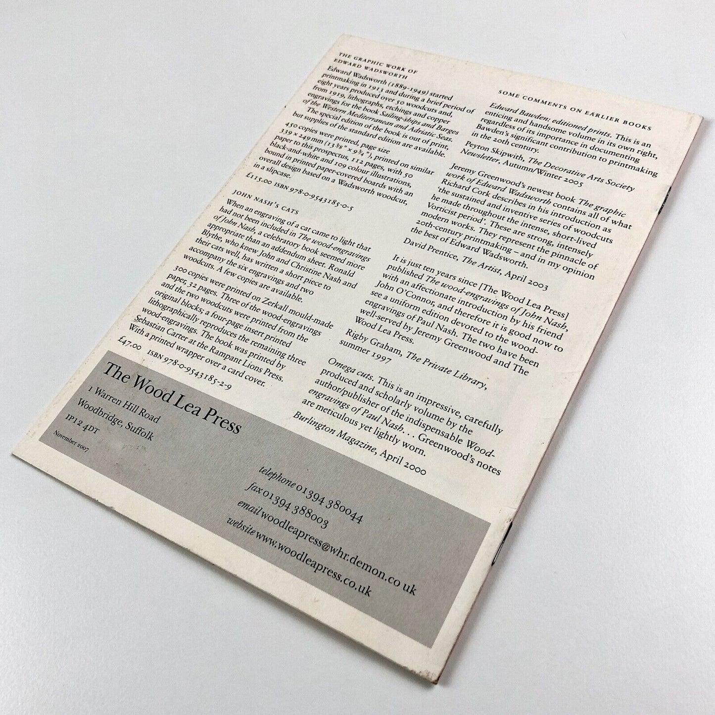 Promotional leaflet for Ravilious Engravings | The Wood Lea Press