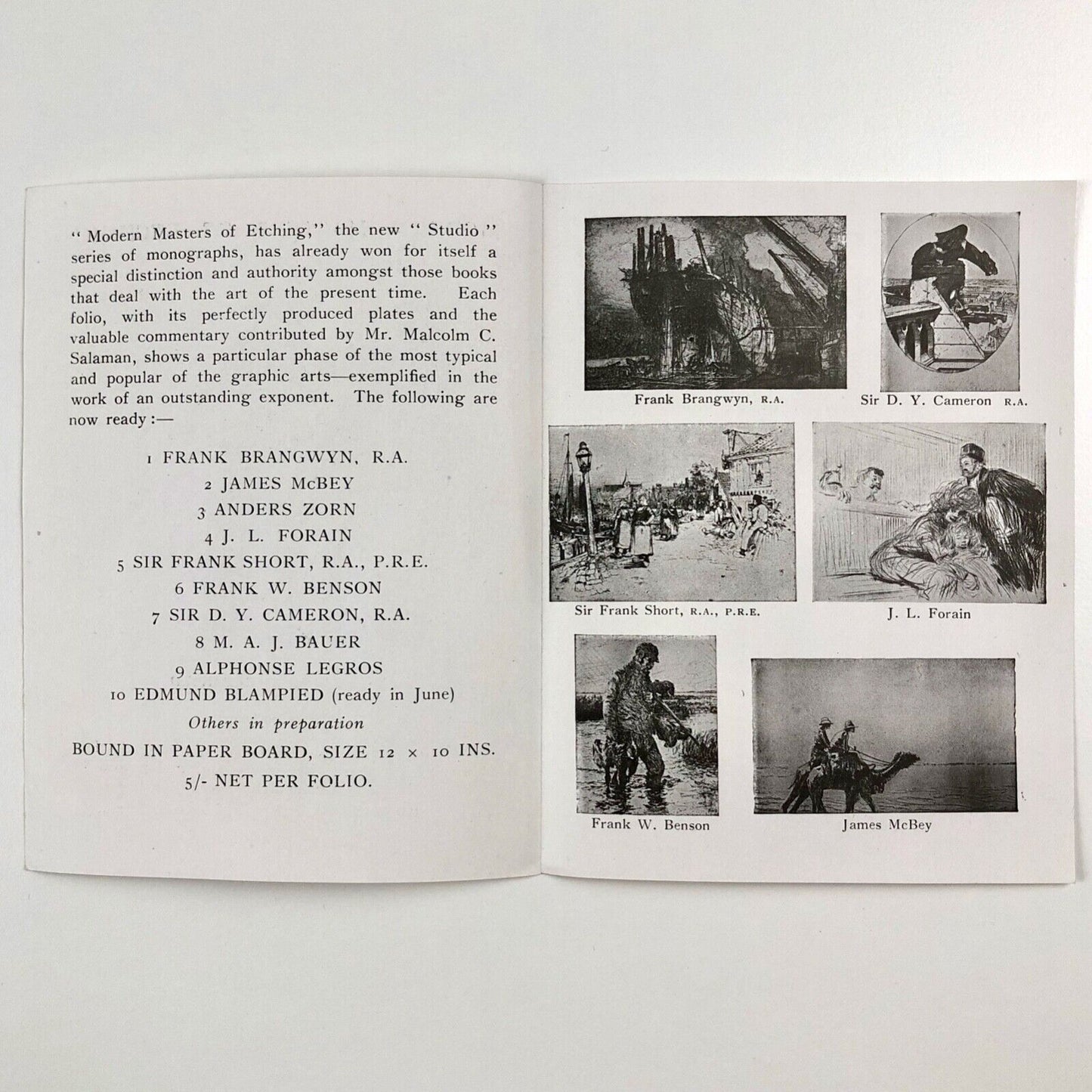 Leaflet for Edmund Blampied 'Modern Masters of Etching' | The Studio, 1926