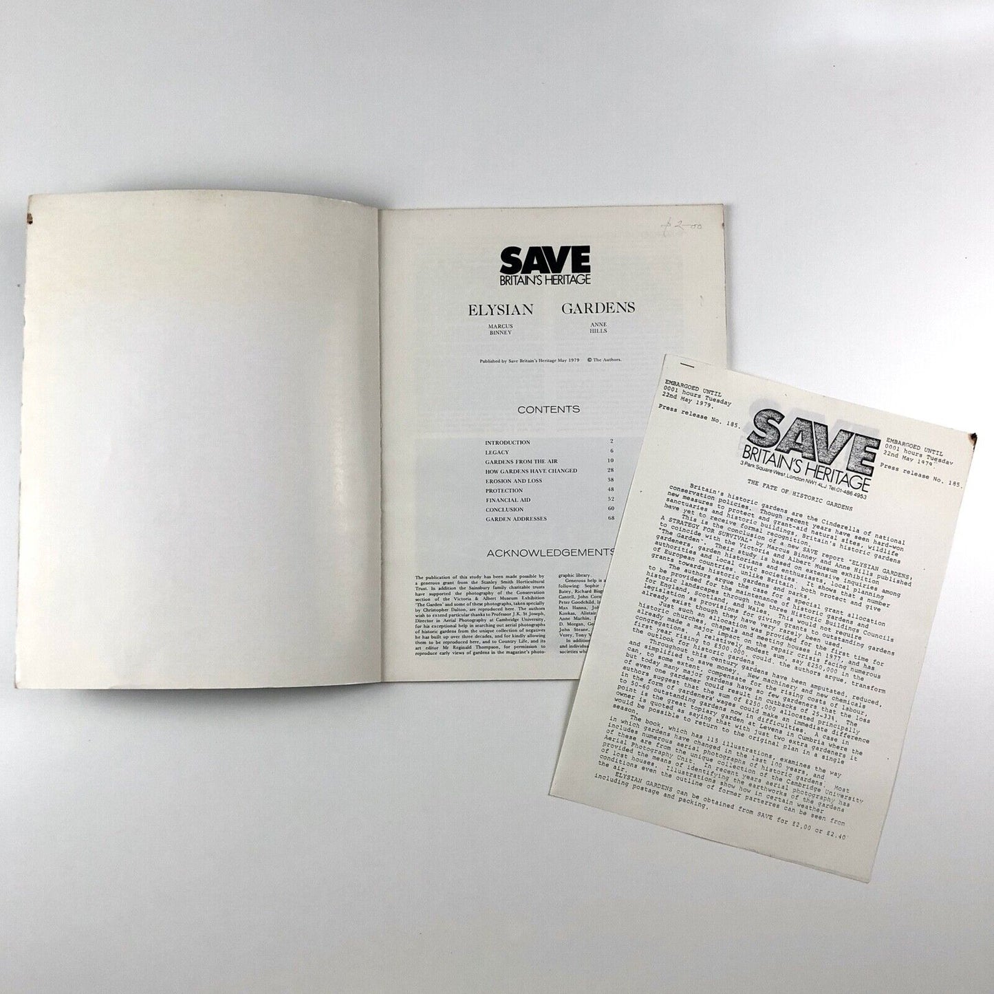 Elysian Gardens "Save Britain's Heritage" | Campaign journal, 1979 Hills/Binney