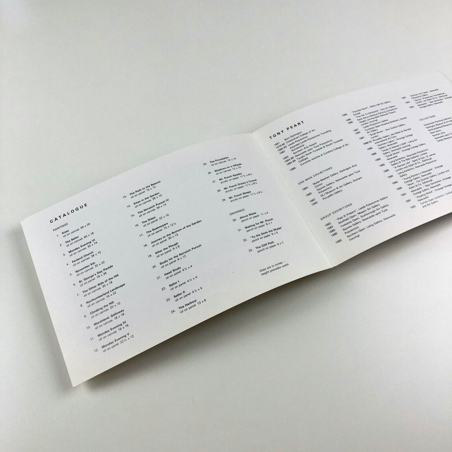 Folding card for Tony Peart Paintings & Drawings 1991-92 | Piccadilly Gallery, 1992