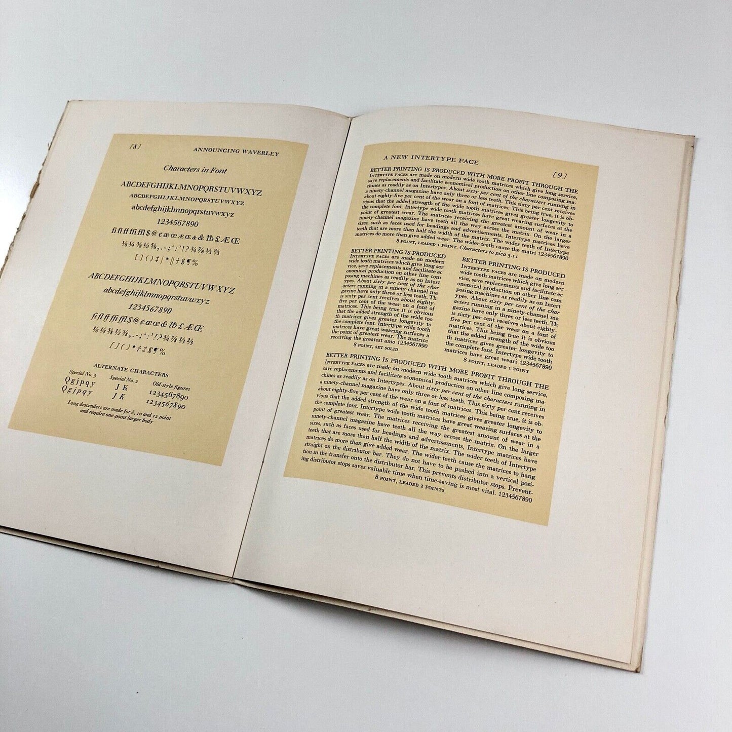 Waverley: a New Intertype Typeface | Type specimen booklet, 1941?