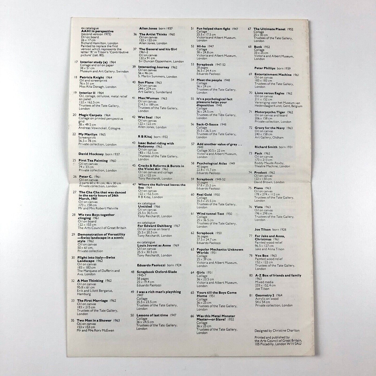 Exhibition leaflet for 'Just what is it…?' Pop Art in England 1947-63 | Arts Council / York Art Gallery, 1976