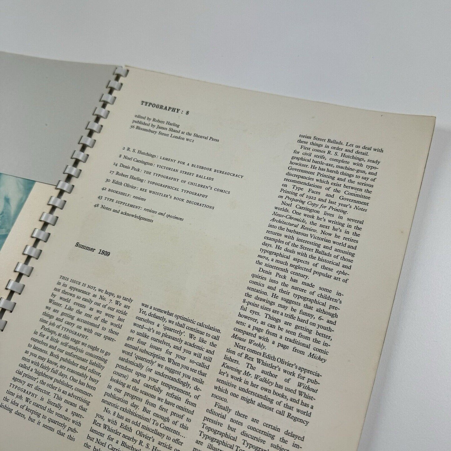 Typography 8 – Summer 1939 | Journal edited by Robert Harling | Shenval Press