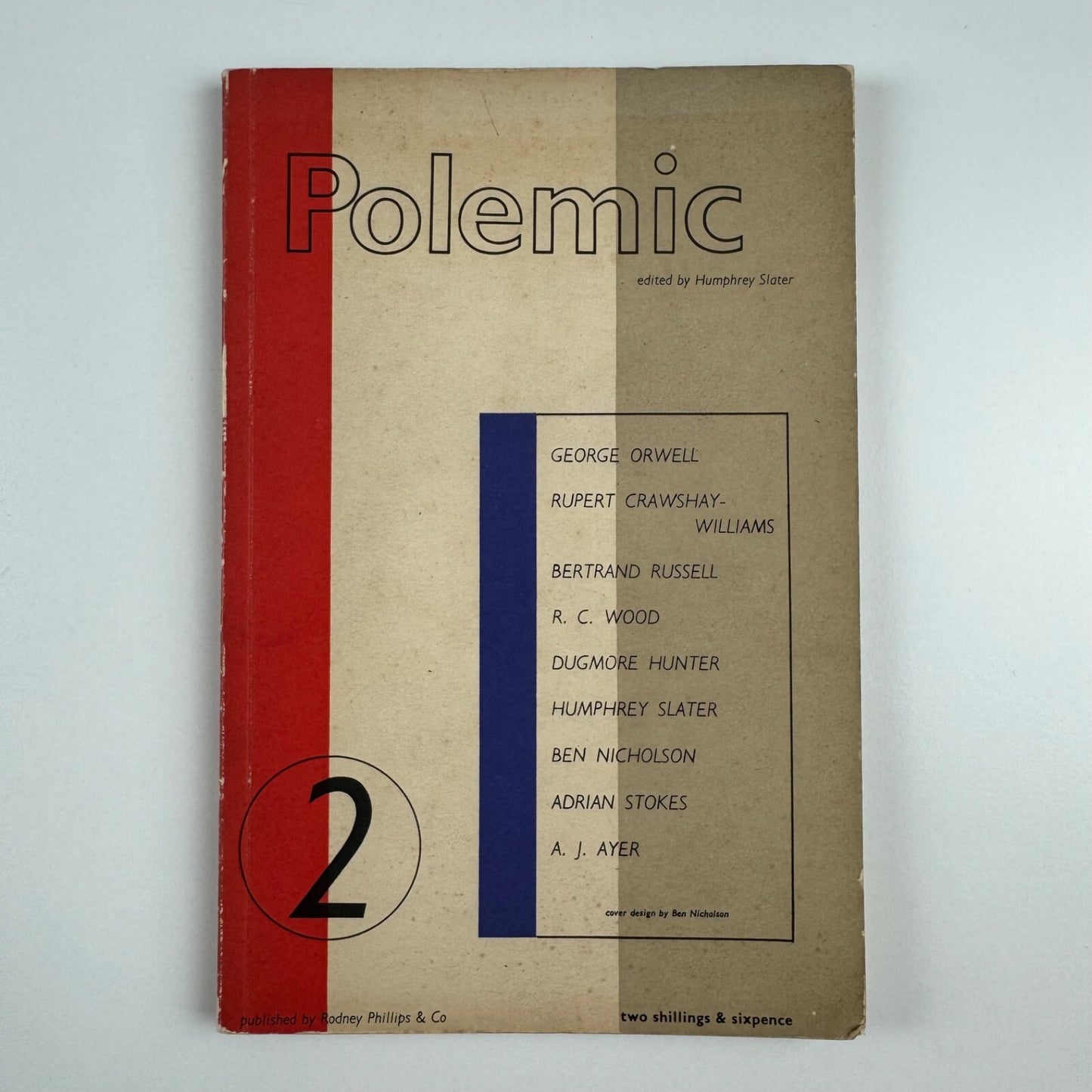 Polemic 2 edited by Humphrey Slater. Rodney Phillips & Co, January 1946. Cover design by Ben Nicholson. Typography by Anthony Froshaug