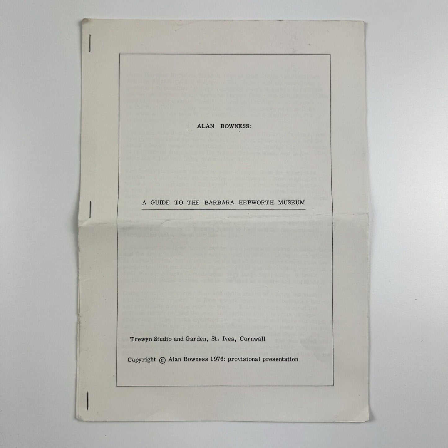 A guide to the Barbara Hepworth Museum by Alan Bowness | Trewyn Studio and Garden, 1976