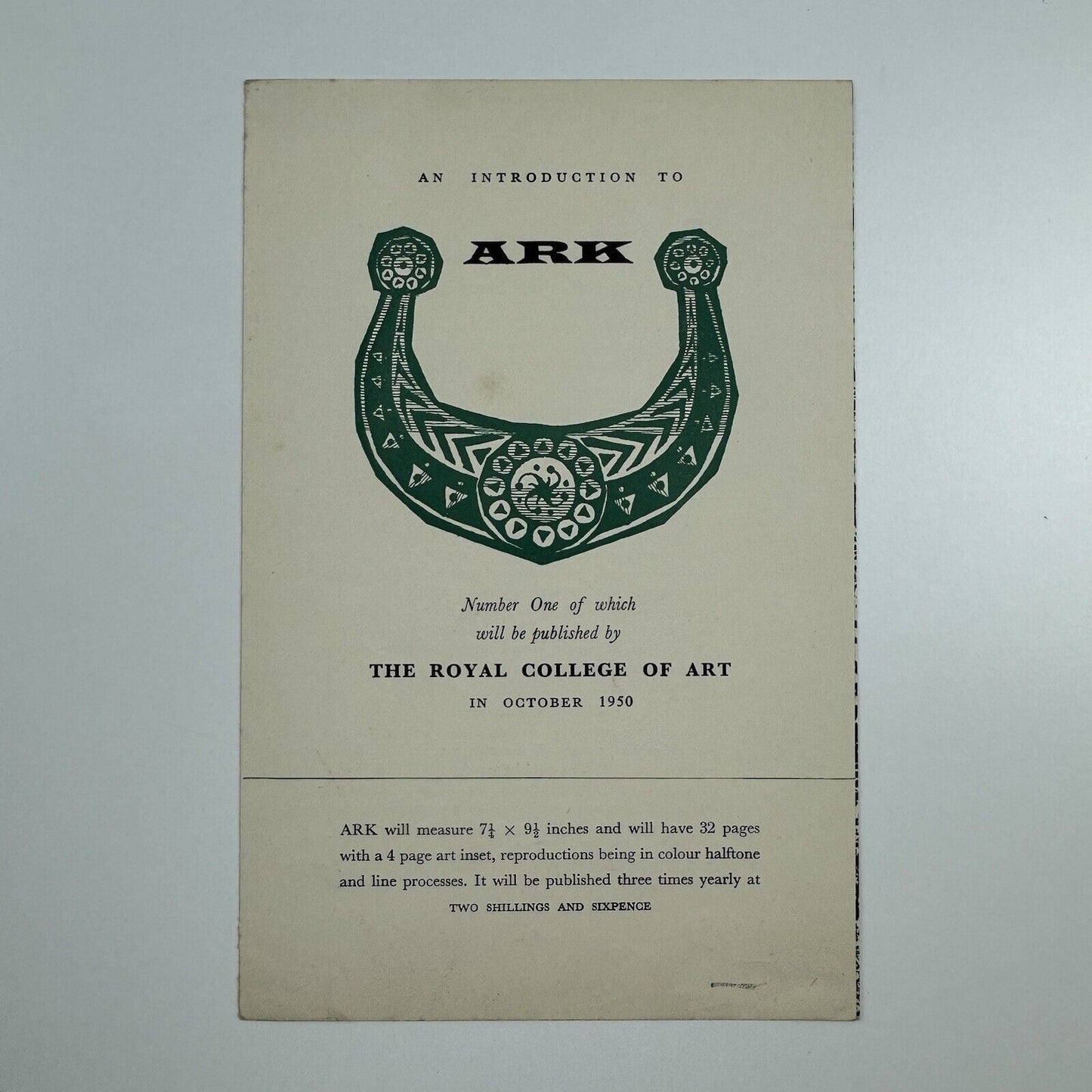 Promotional leaflet for ARK journal – Royal College of Art | October 1950