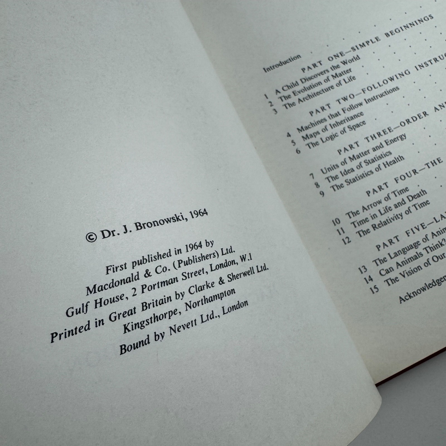 Insight by J. Bronowski | Macdonald & Co, 1964 in association with the BBC