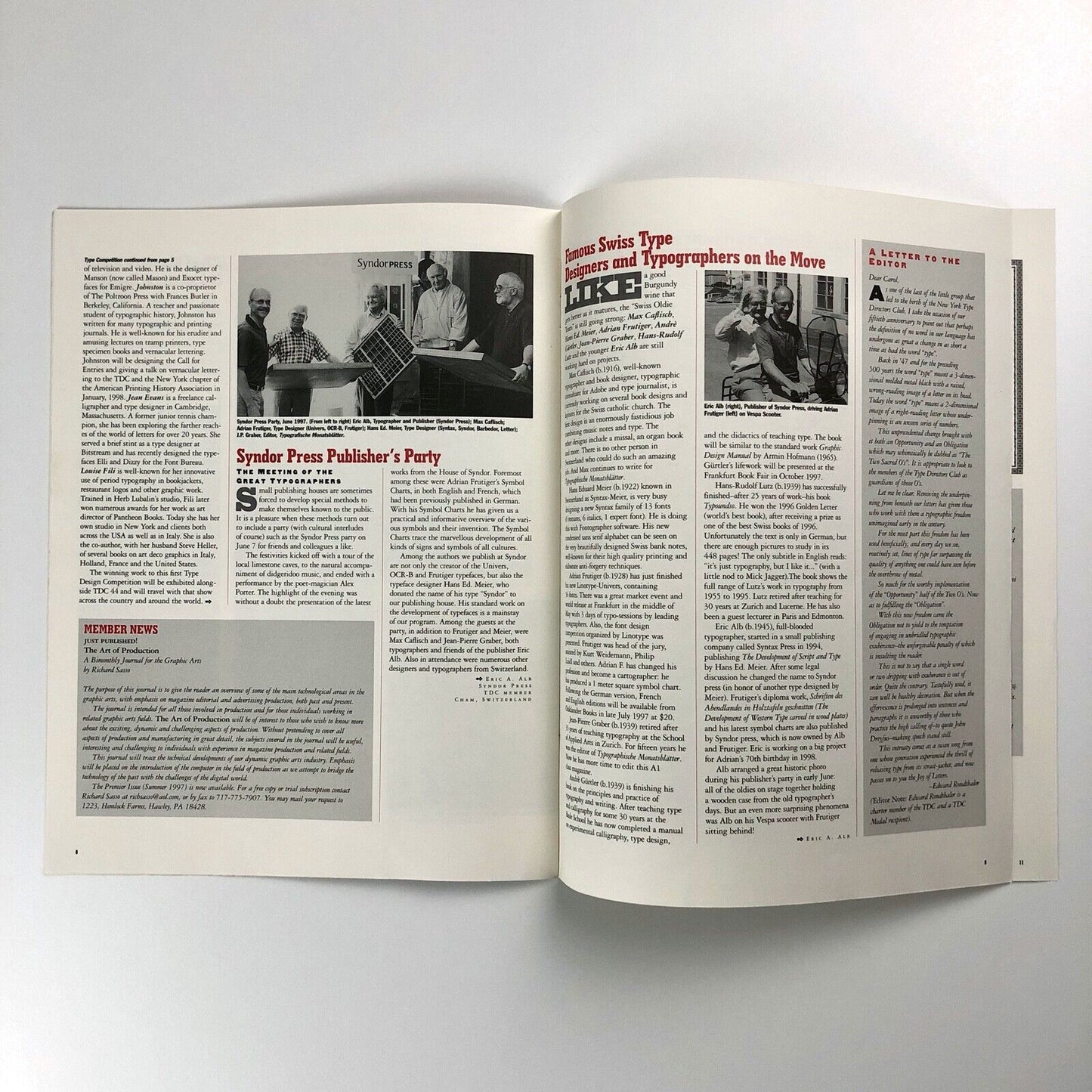 Letterspace. The Newsletter of the Type Directors Club 1997 | With Nicolete Gray obituary