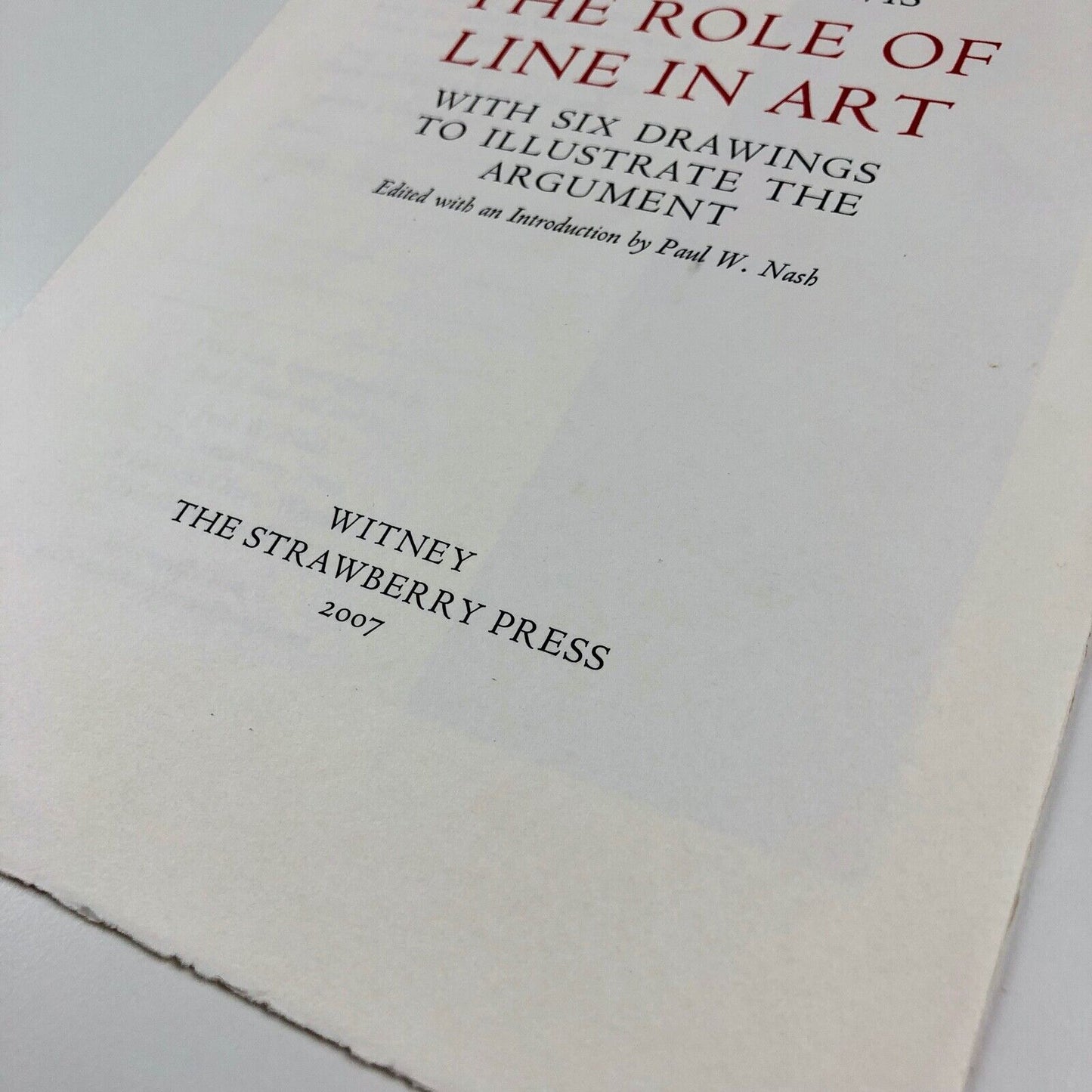 Prospectus for The Role of Line in Art by Wyndham Lewis The Strawberry Press 2007