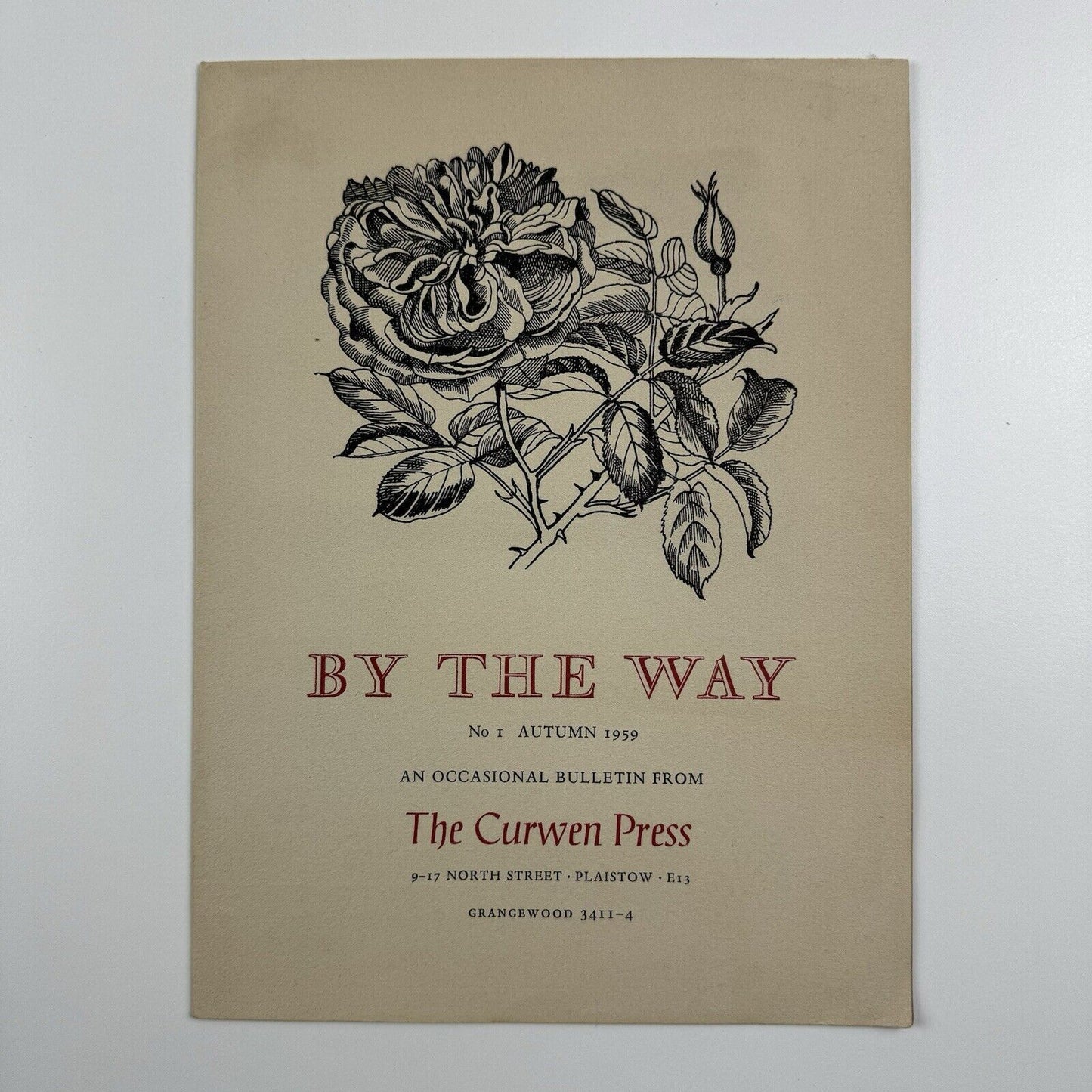 By the Way. No. 1 Autumn 1959. An occasional bulletin The Curwen Press - cover illustration by John Nash