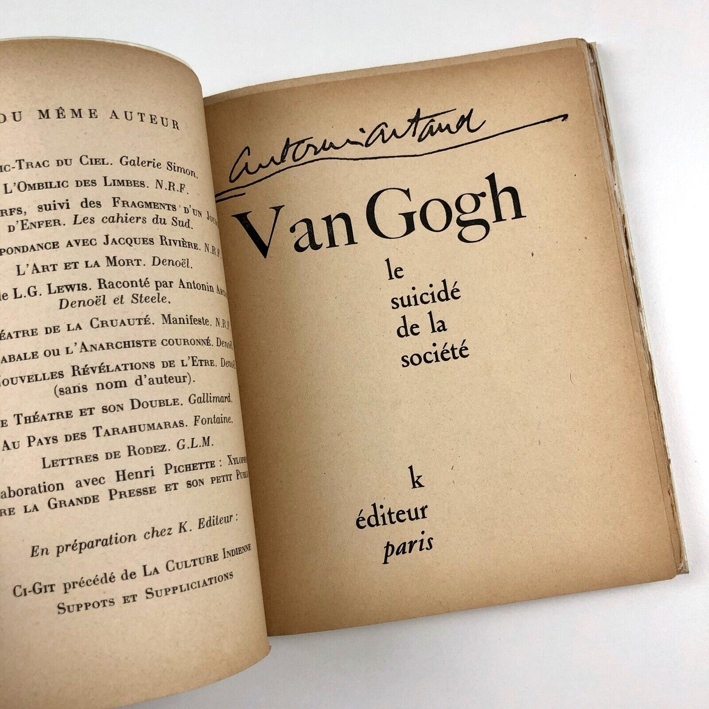 Van Gogh: Le Suicidé de la Société | Artaud Antonin | K Editeur 1947