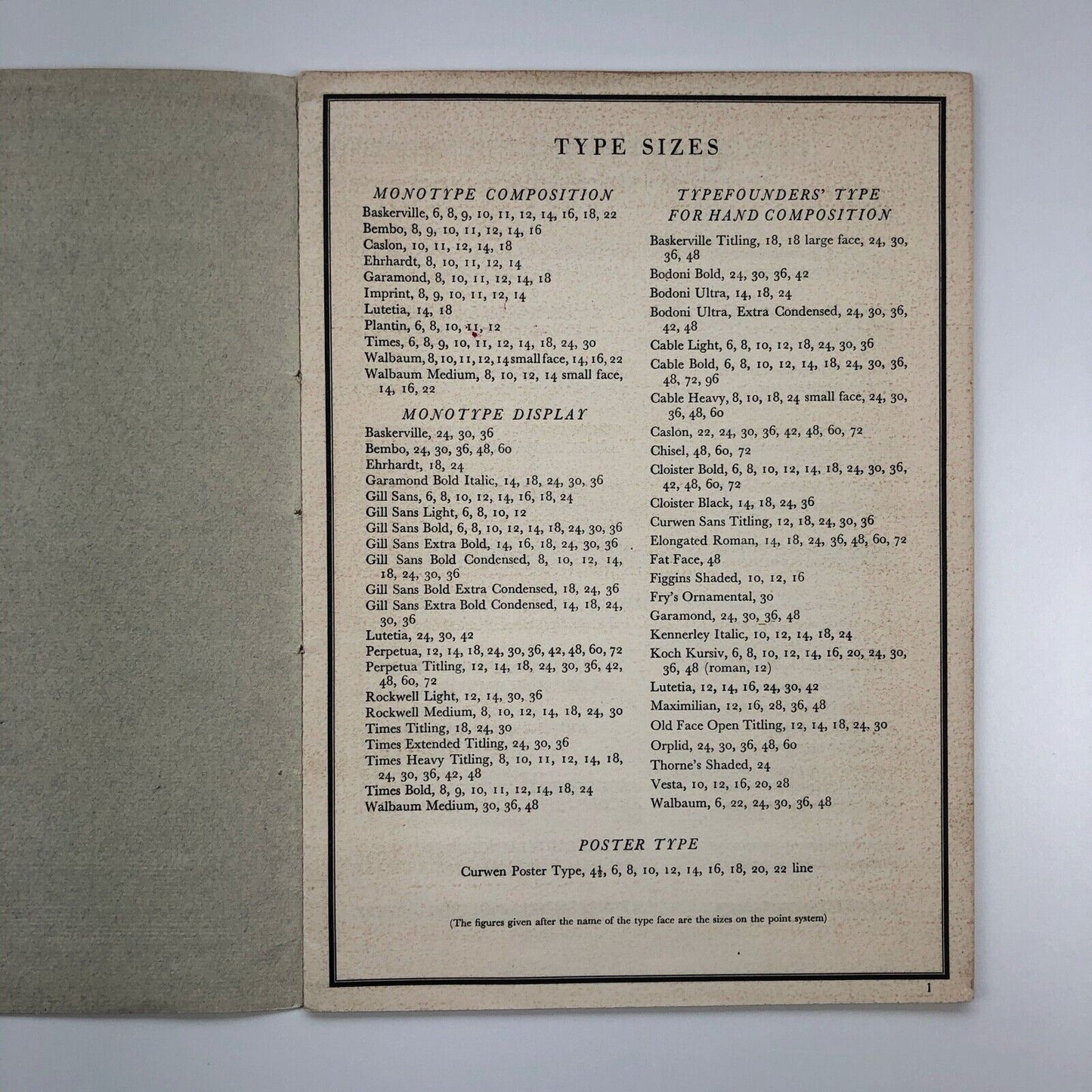 Type Faces in use at The Curwen Press | 1951 Type specimen brochure
