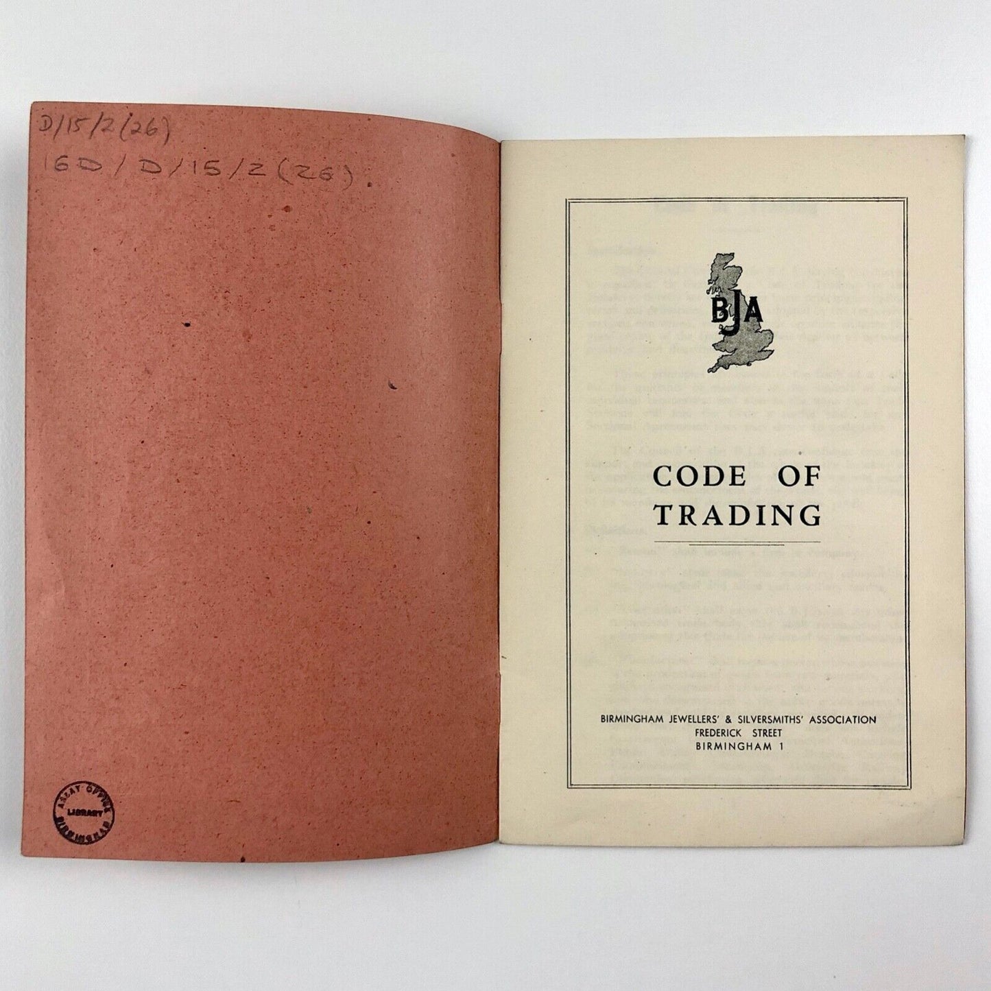 BJA Code Of Trading – Birmingham Jewellers' & Silversmiths' Association booklet