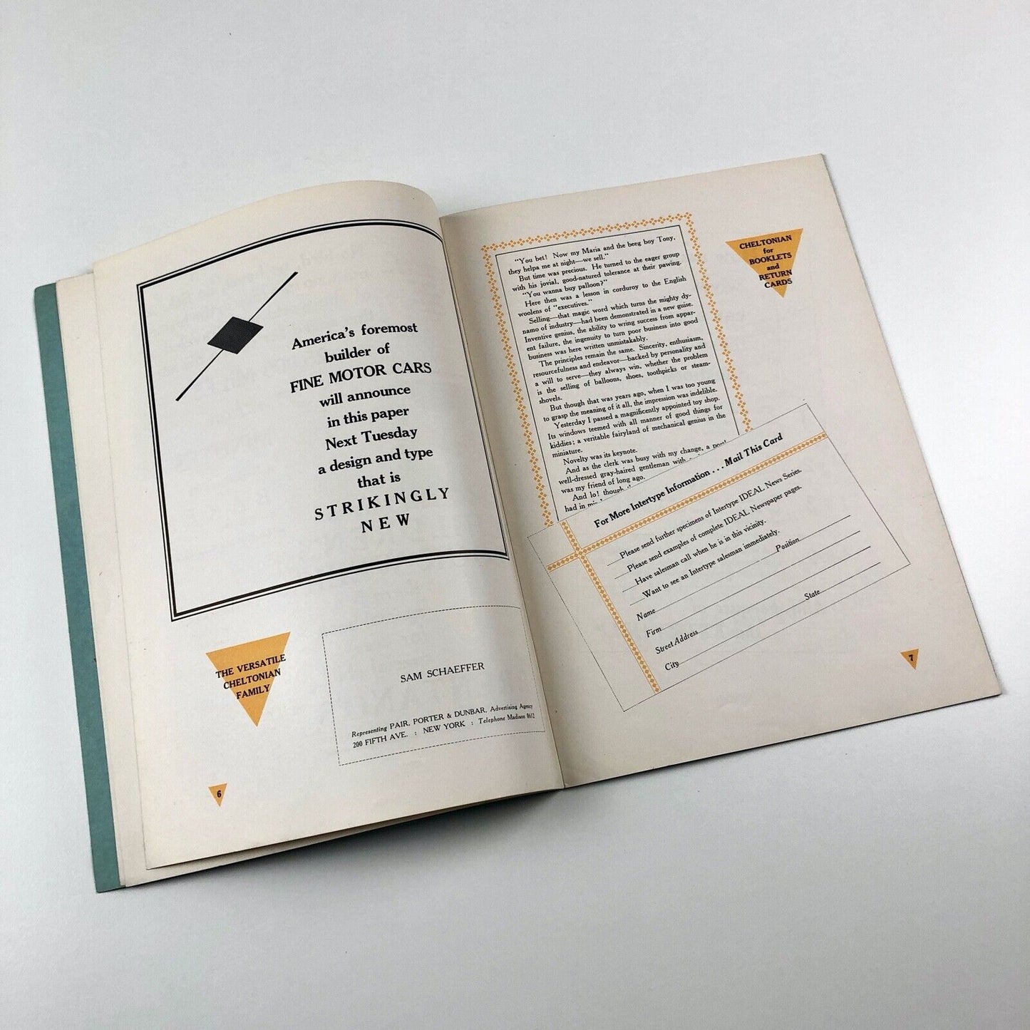 The Intertype Cheltonian Family | Advertising type face specimen booklet, 1930s?