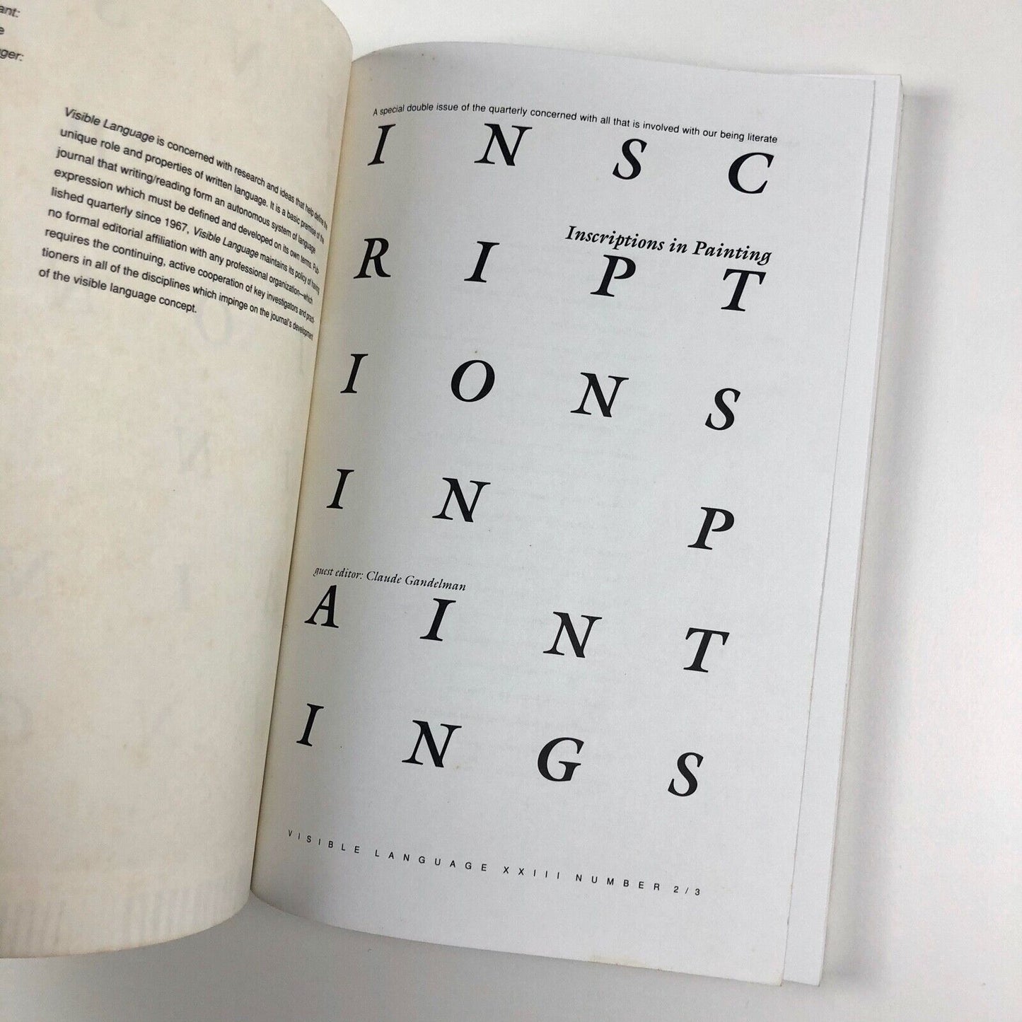 Visible Language journal | Volume XXIII, Number 2/3 Spring/Summer 1989