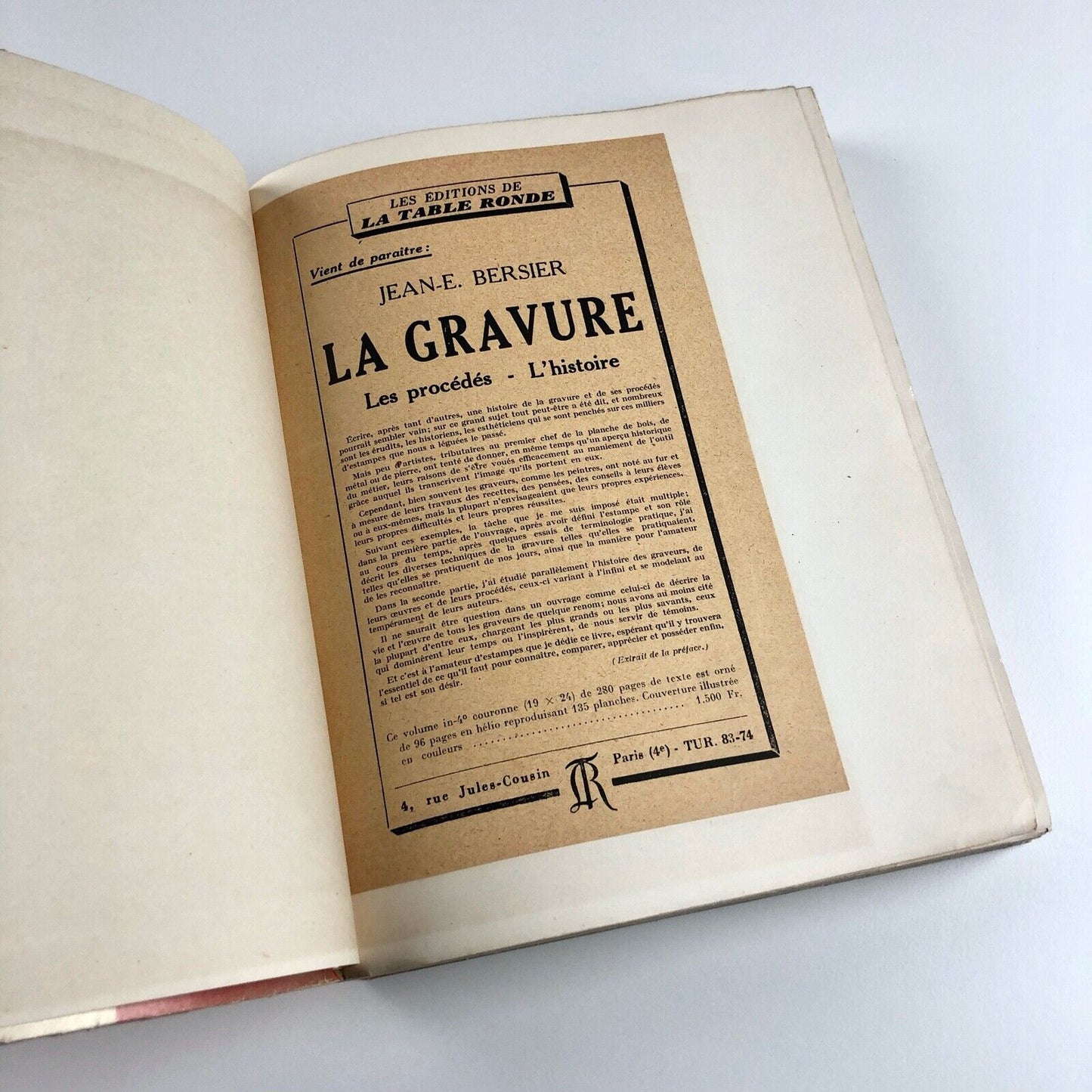 La Gravure Les Procédés - L'Histoire | Jean-E Bersier | La Table Ronde 1948