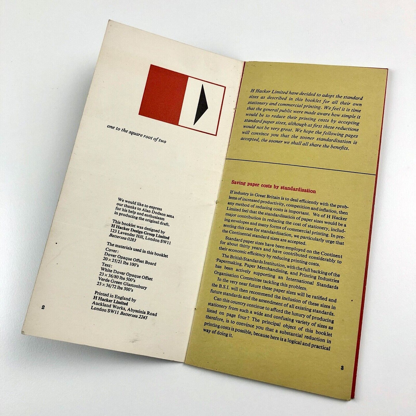 A-Series paper standardisation booklet | H Hacker Design Group | Circa 1970?