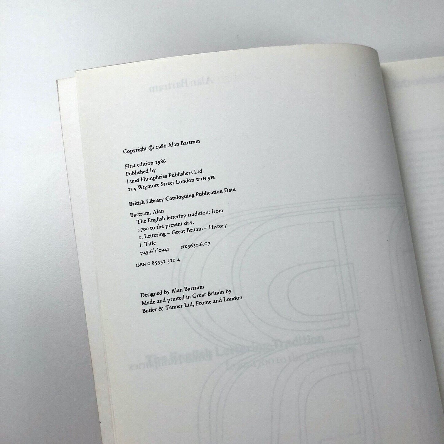 The English Lettering Tradition from 1700 to the Present Day | Alan Bartram, 1989