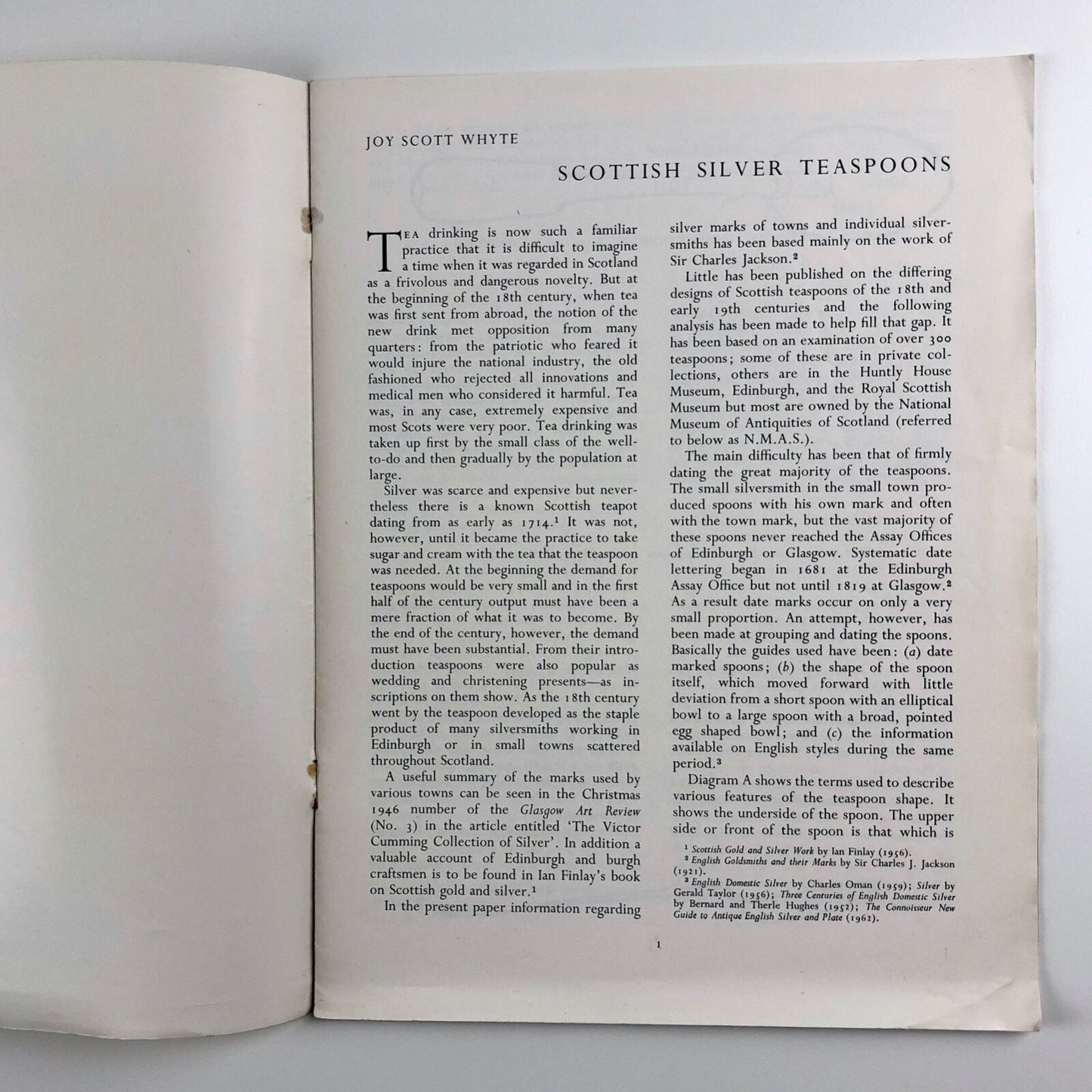 Scottish Silver Spoons | Joy Scott Whyte, Scottish Art Review 1966 offprint