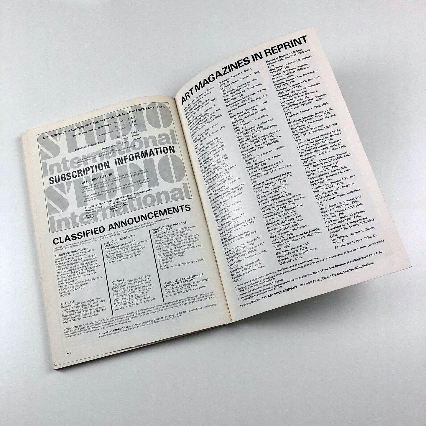 Studio International Journal of Modern Art Sep/Oct 1976 | 'Art Magazines' special