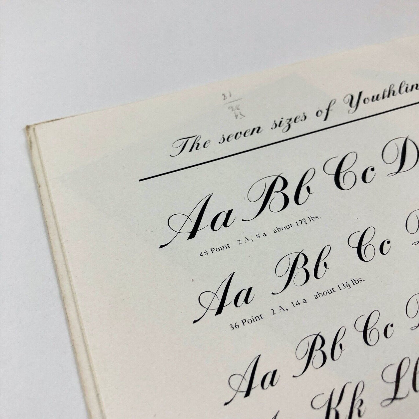 Youthline script type | Stephenson Blake | Type specimen booklet, undated