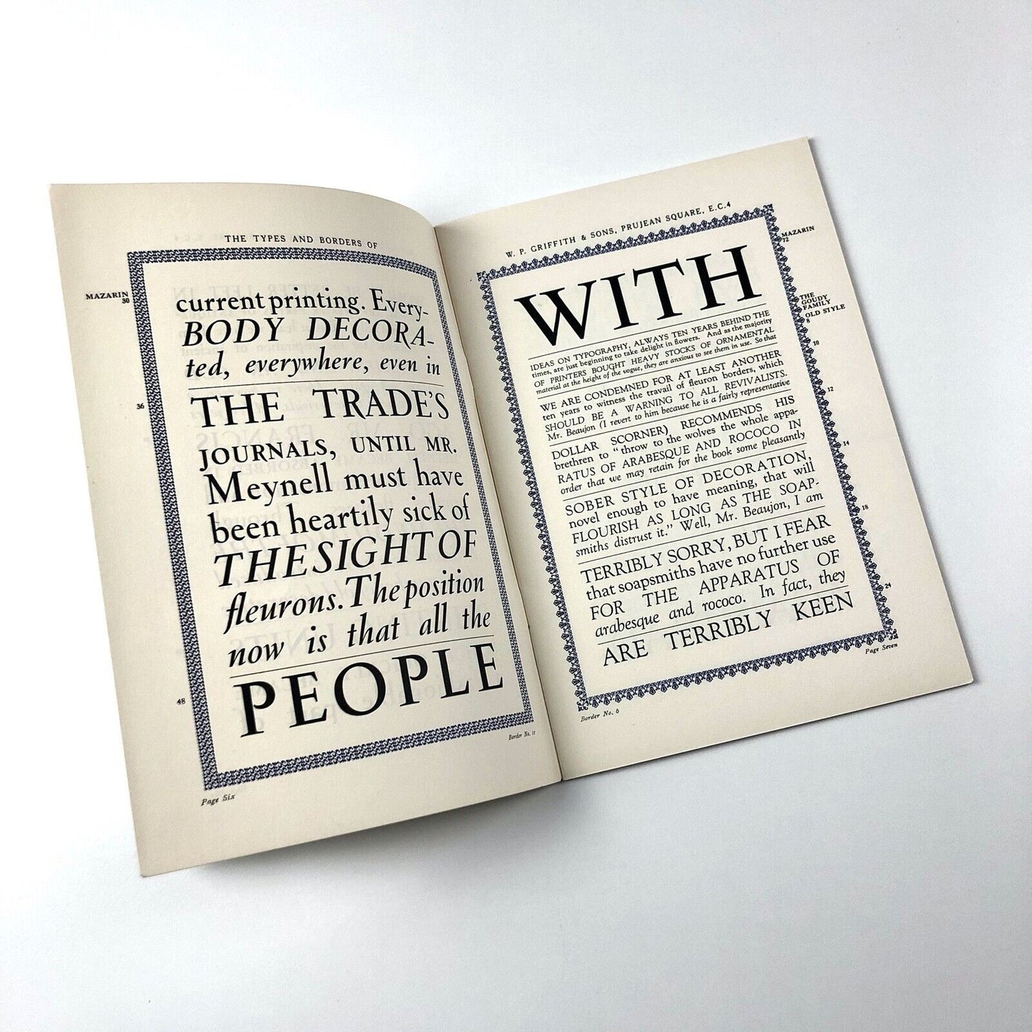 Type Fashions: 5 type specimen booklets | W.P Griffiths & Sons Old Bailey Press