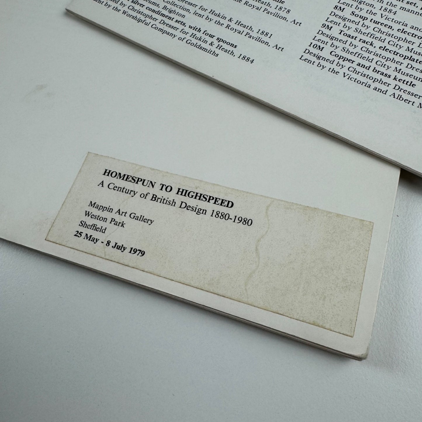 Homespun to Highspeed. A century of British design 1880 to 1980 exhibits list