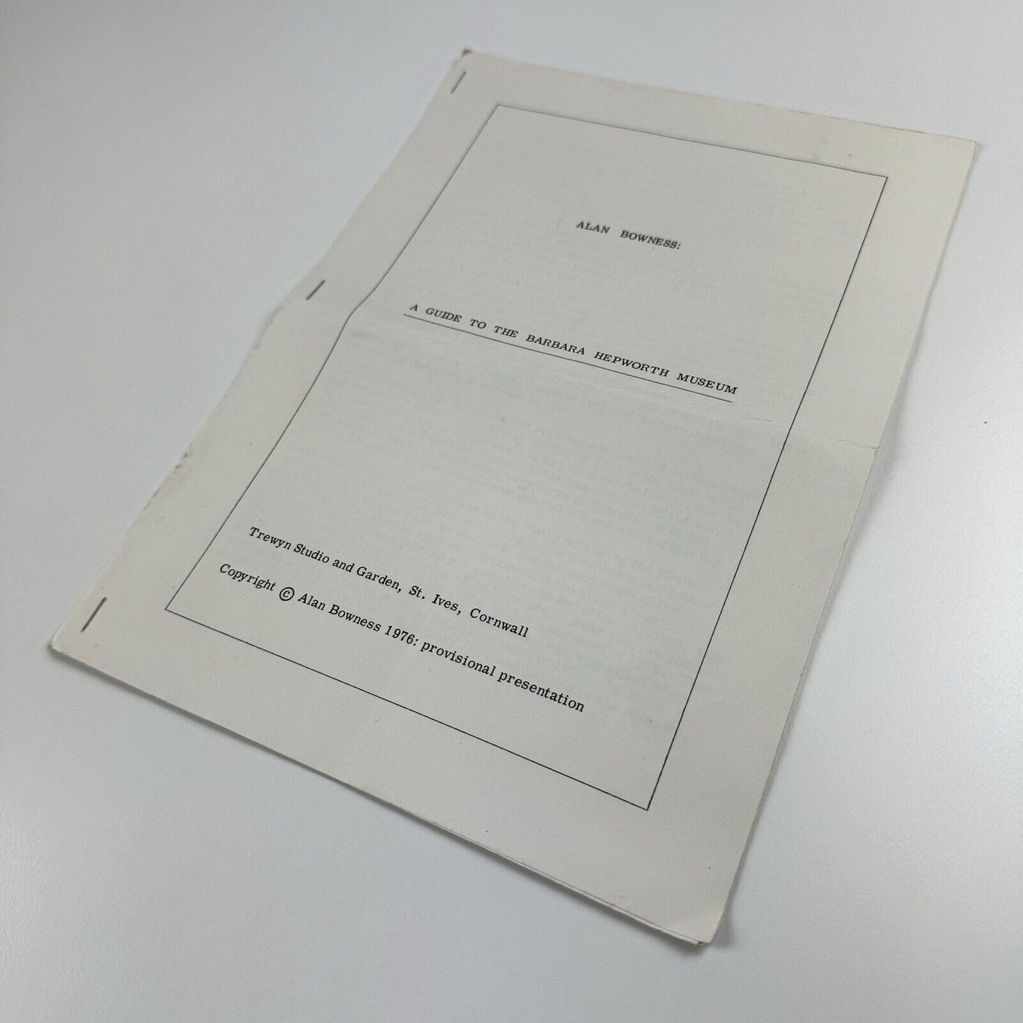 A guide to the Barbara Hepworth Museum by Alan Bowness | Trewyn Studio and Garden, 1976