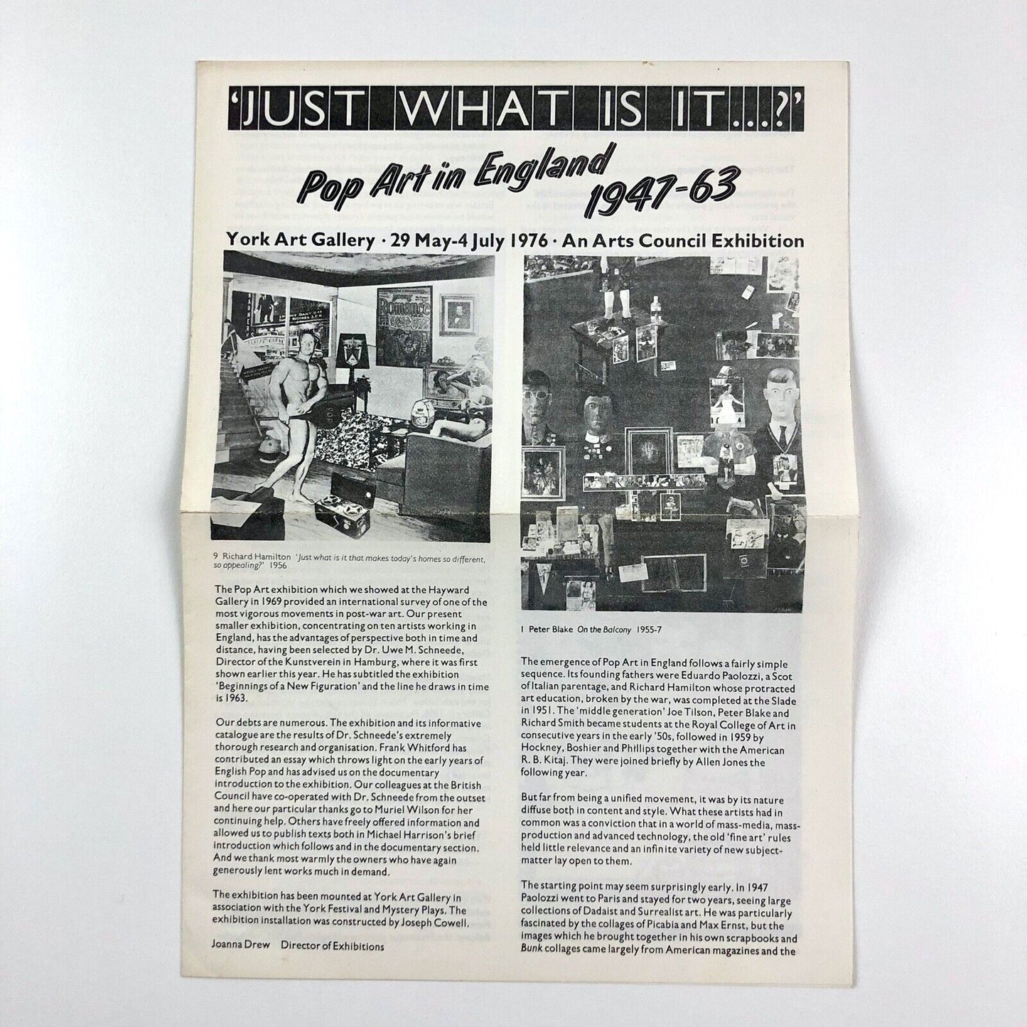 Exhibition leaflet for 'Just what is it…?' Pop Art in England 1947-63 | Arts Council / York Art Gallery, 1976