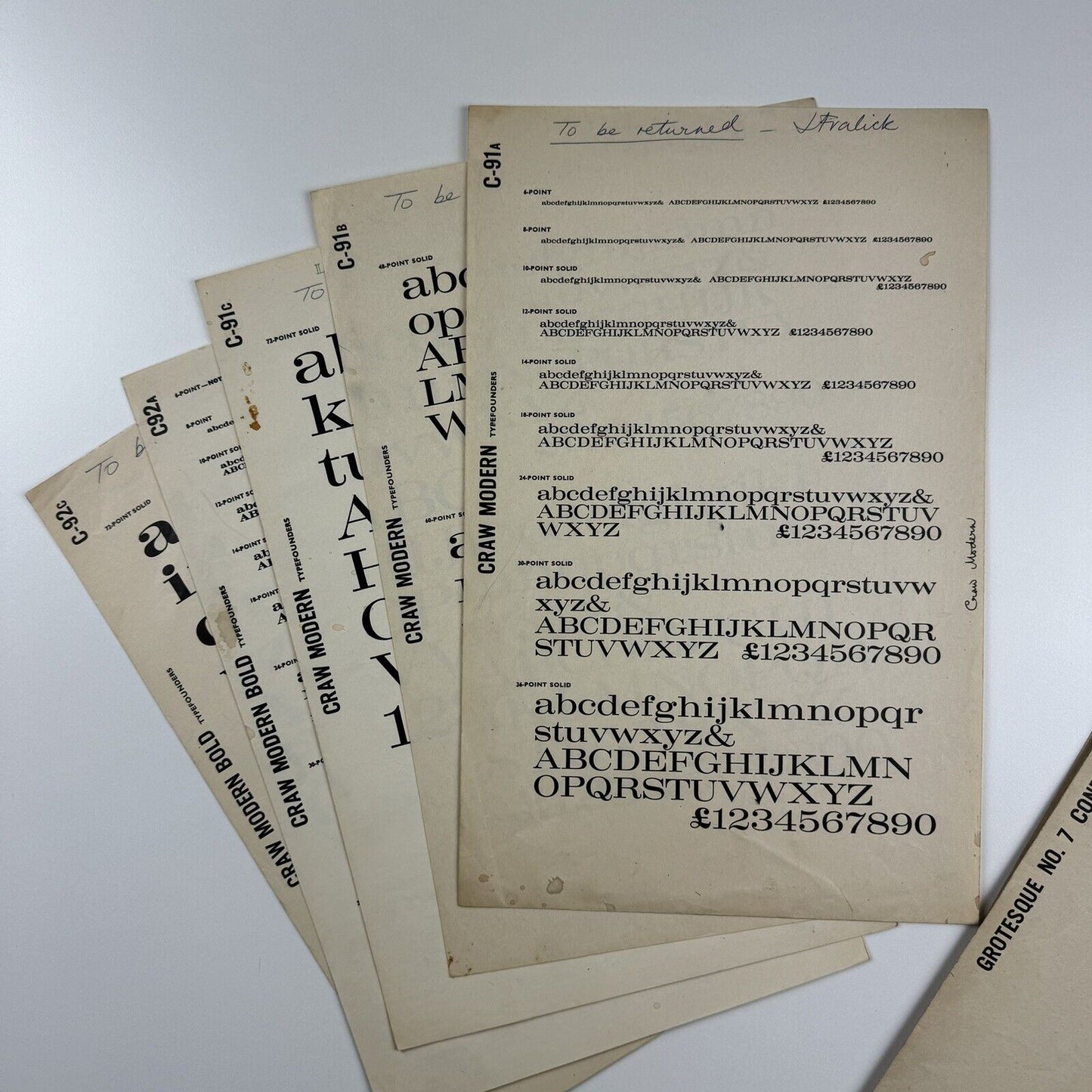 Typefounders - collection of 48 type specimen sheets | Venus, Grotesque, Folio, Fortune, News Gothic, etc