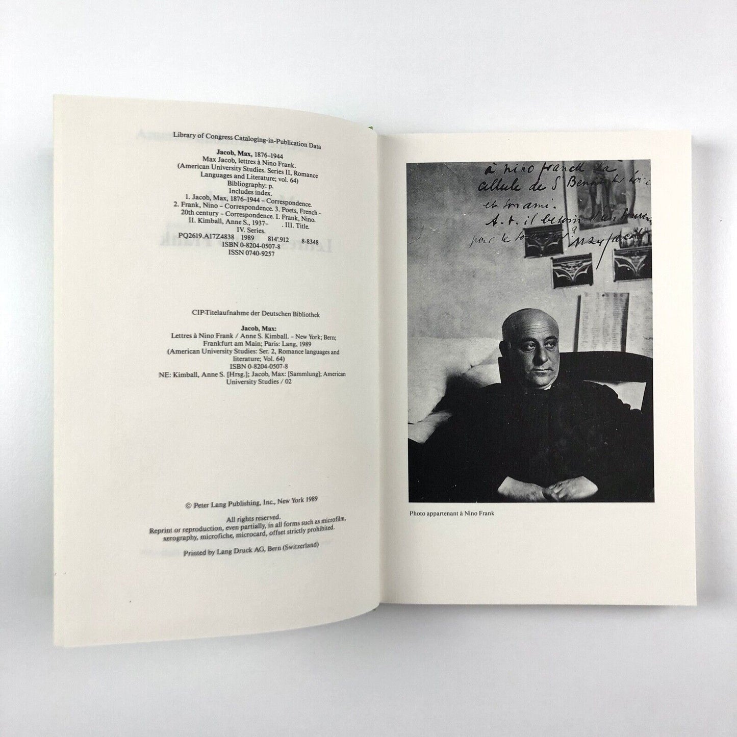 Max Jacob Lettres à Nino Frank by Anne S. Kimball | Peter Lang 1989
