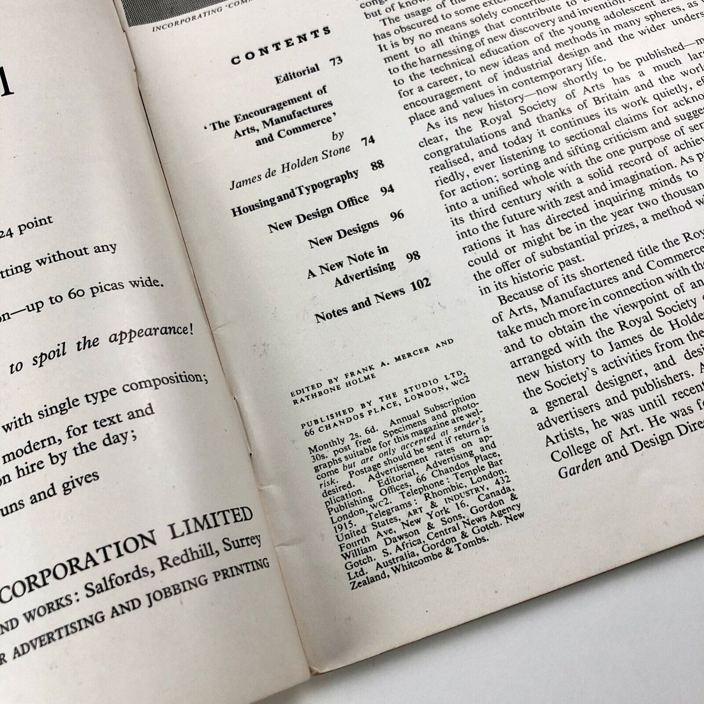 Art & Industry. March 1954. Volume 56 Number 333 | The Studio | includes article Housing and Typography