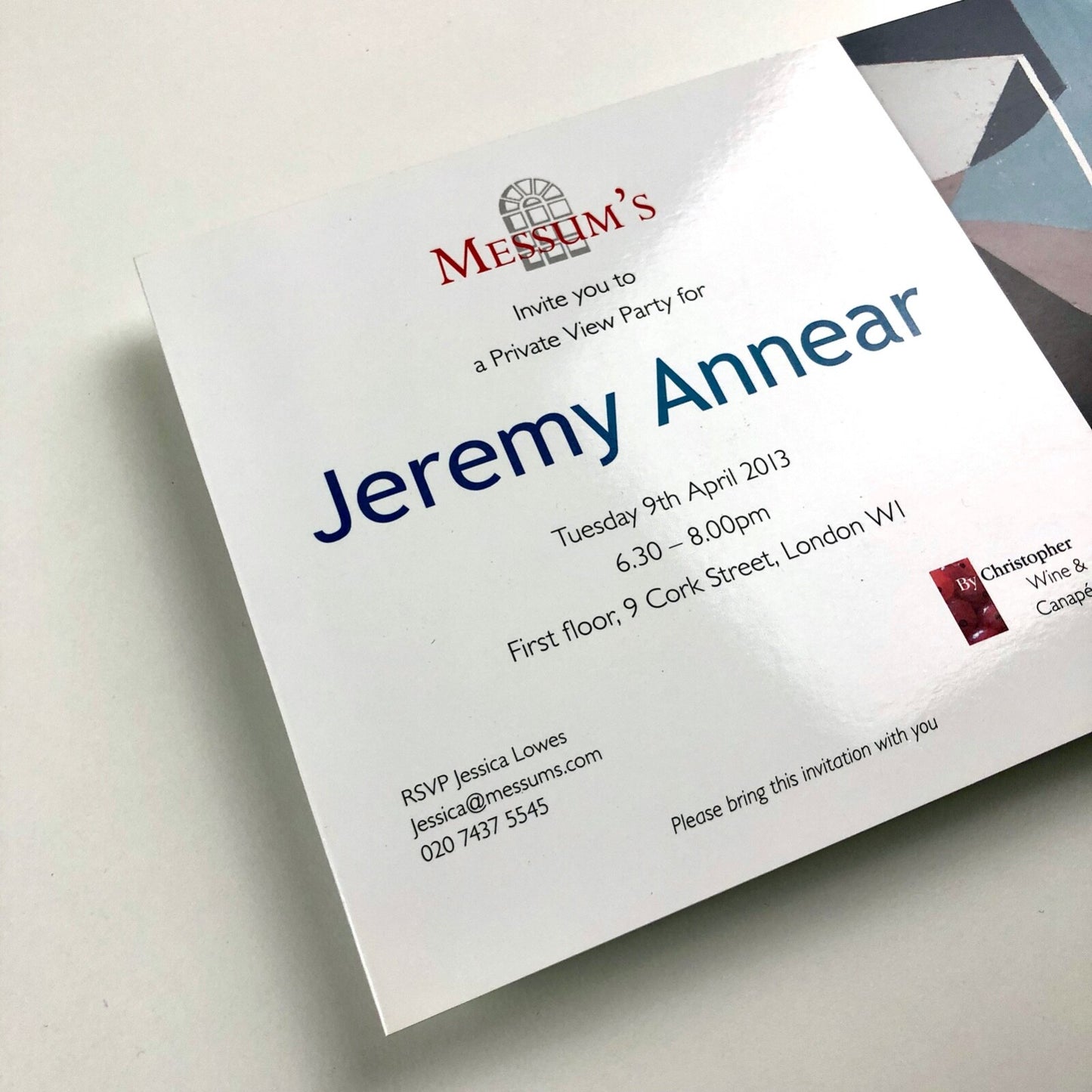 Jeremy Annear exhibition | Messum's private view invitation card, 2013