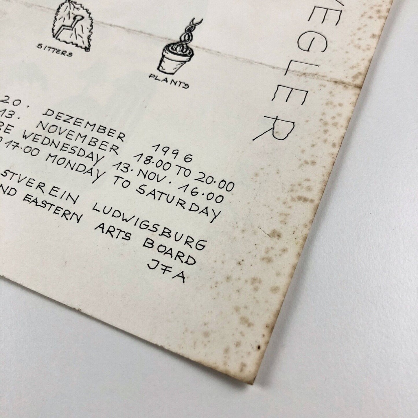 Leaflet to accompany the exhibition Fritz Schwegler | Norwich Gallery Norwich School of Art and Design 1996