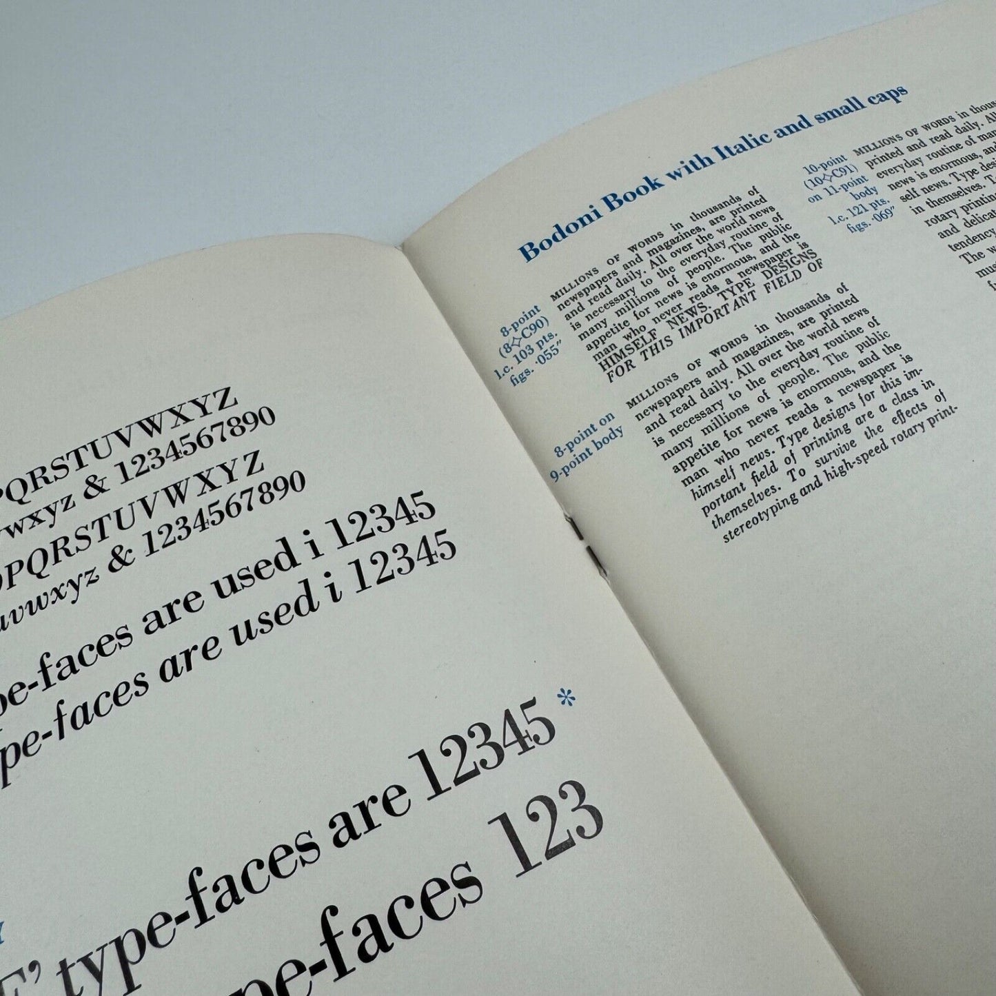 Linotype Bodoni. Type specimen sheet. Undated, maybe 1967