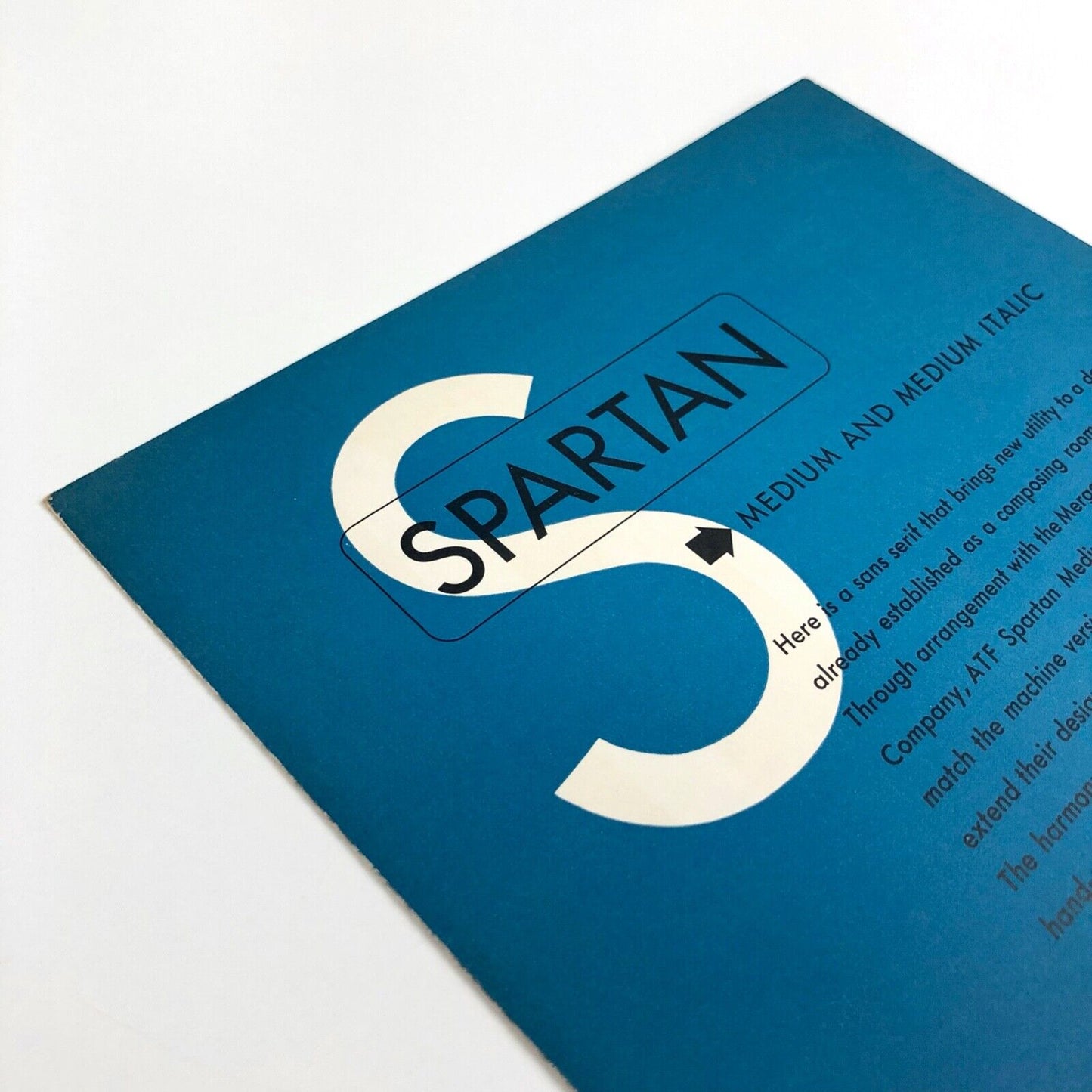 Spartan Medium and Medium Italic type specimen leaflet | American Type Founders, undated