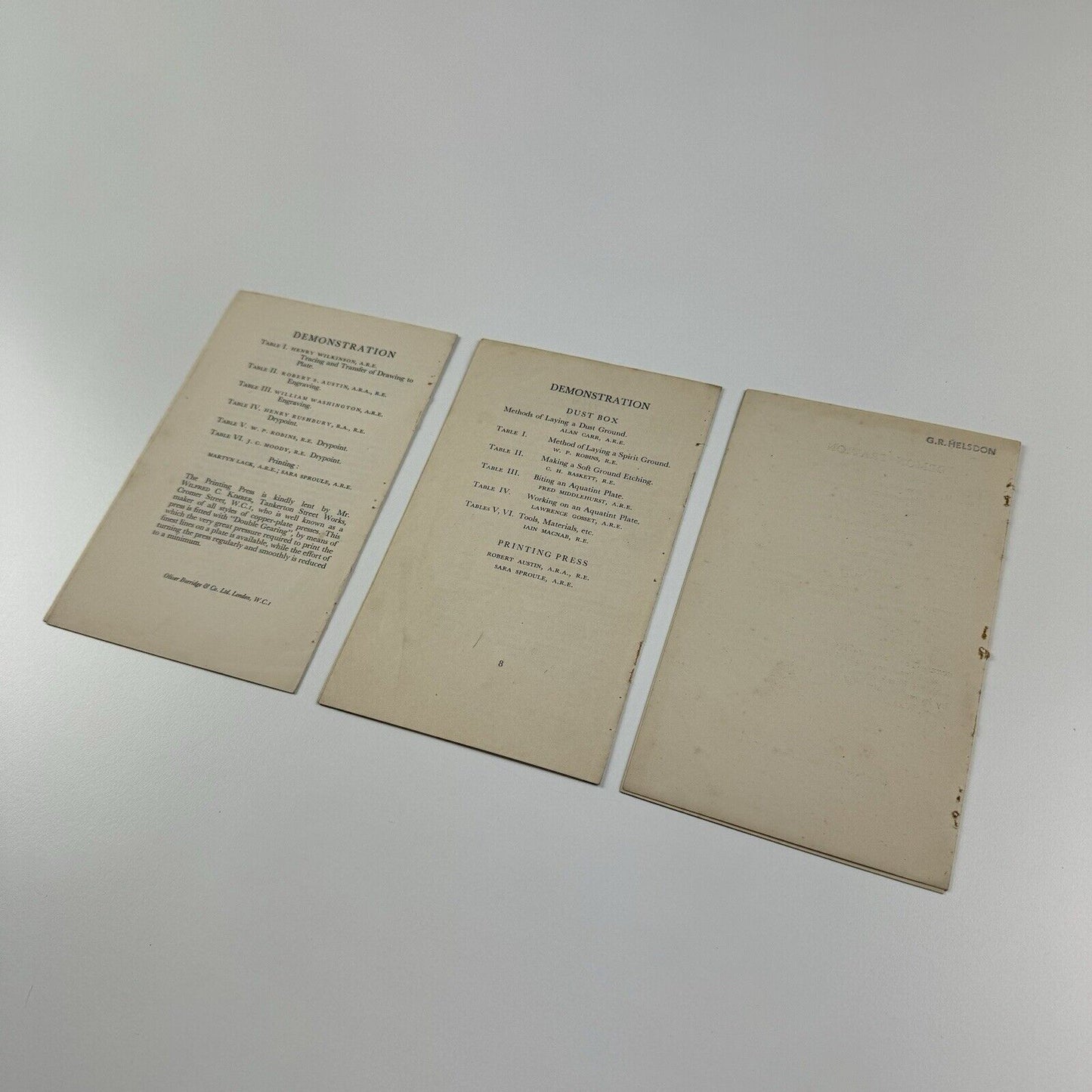 3 x Print Collectors' Club leaflets: aquatint, engraving, mezzotint | 1947-9