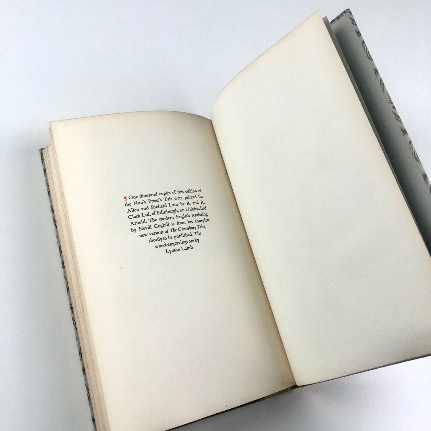The Nun’s Priest’s Tale of Chaucer from the Canterbury Tales. Newly rendered into Modern English by Neville Coghill | Allen and Richard Lane, 1950 - Lynton Lamb engravings