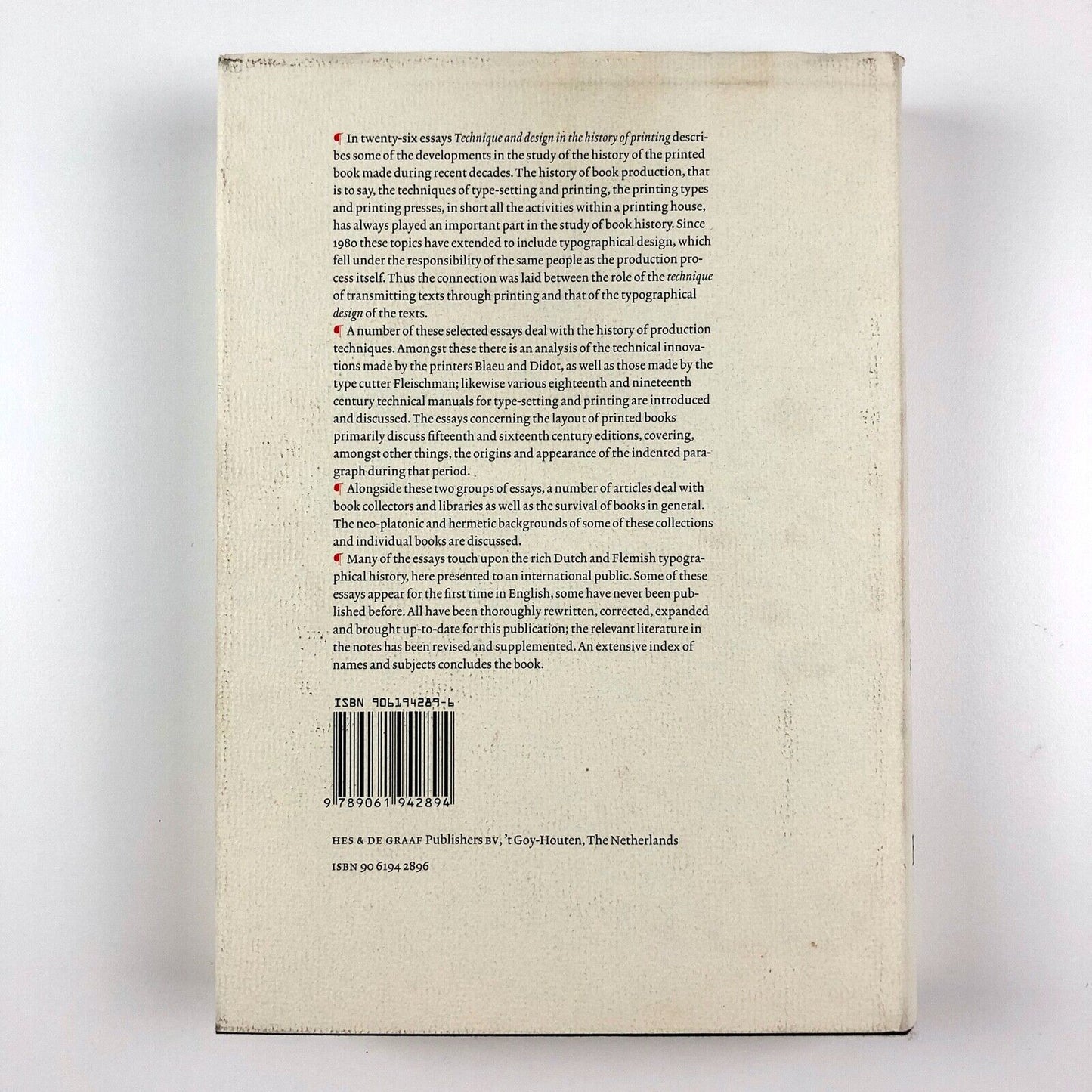 Technique & Design in the History of Printing 26 Essays by Frans A. Janssen | Hes & De Graff Publishers, 2004